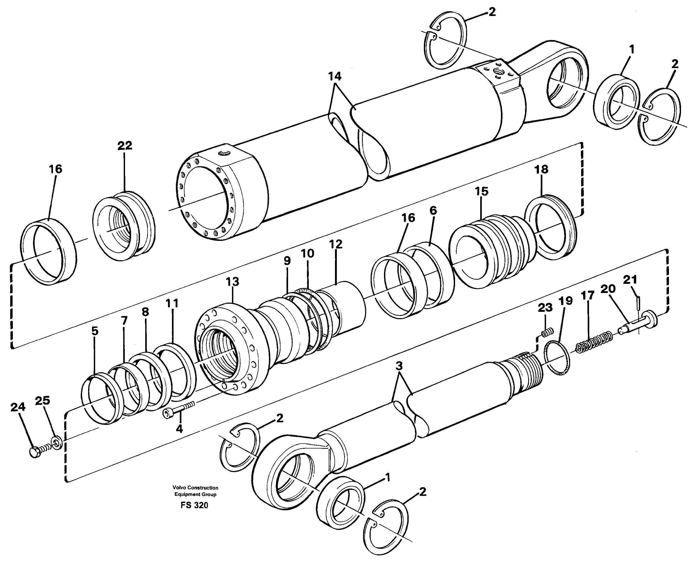 Dipper arm cylinder — volvo parts diagram