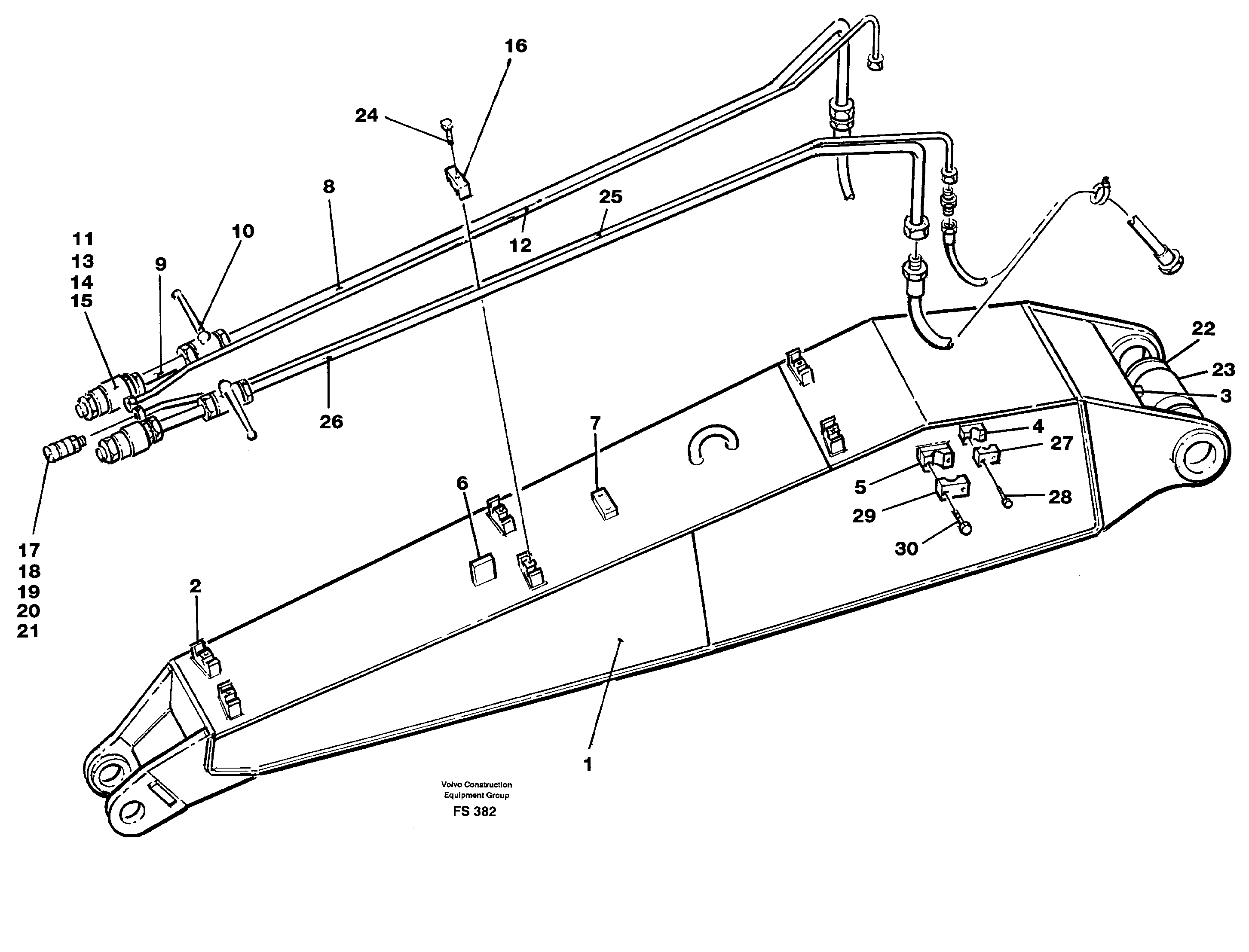 Hand. equip. three-piecesboom 7.0 m/dipper 4.37 m/jib 3.25 m  14259559 — volvo parts diagram