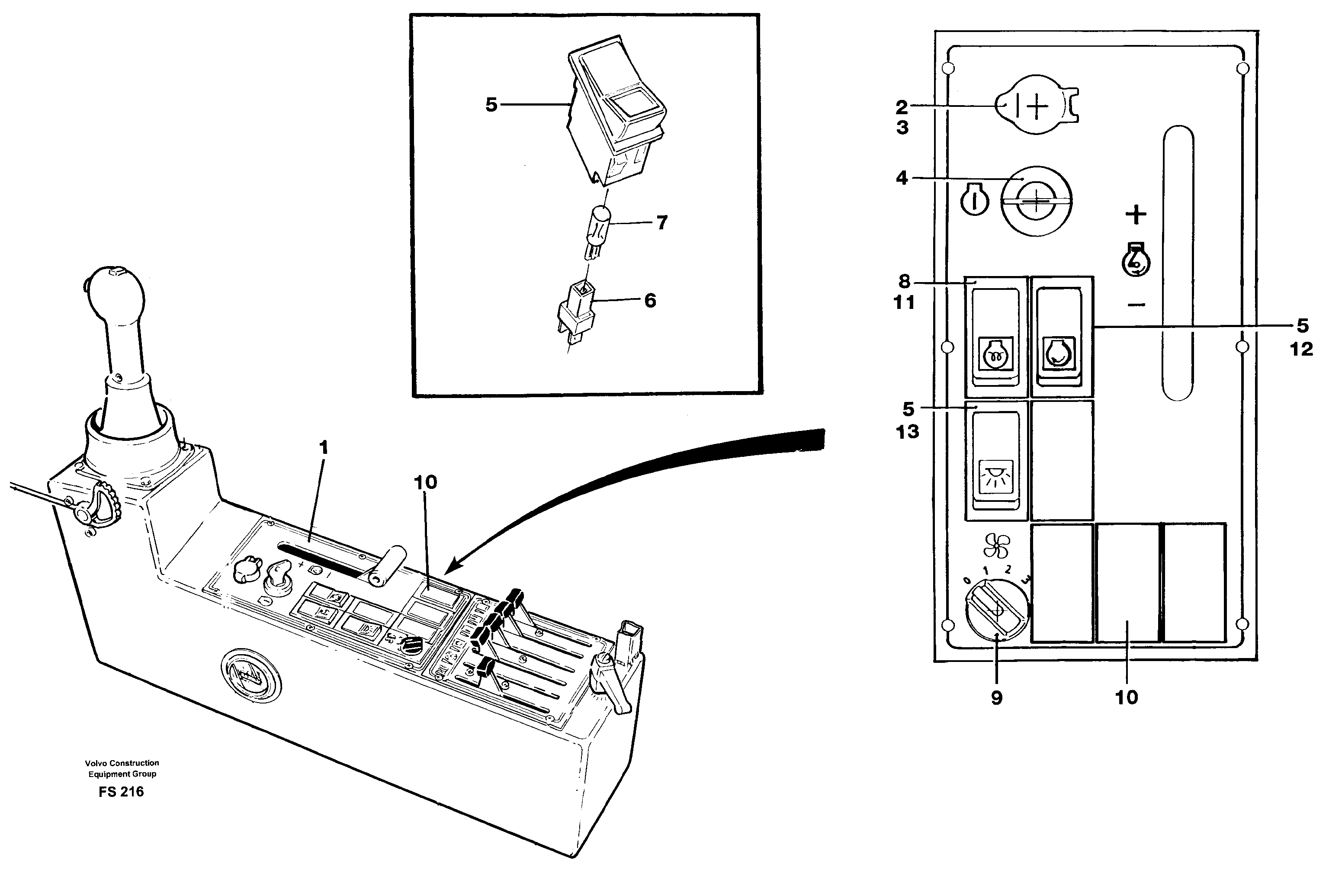 Control panel — volvo parts diagram