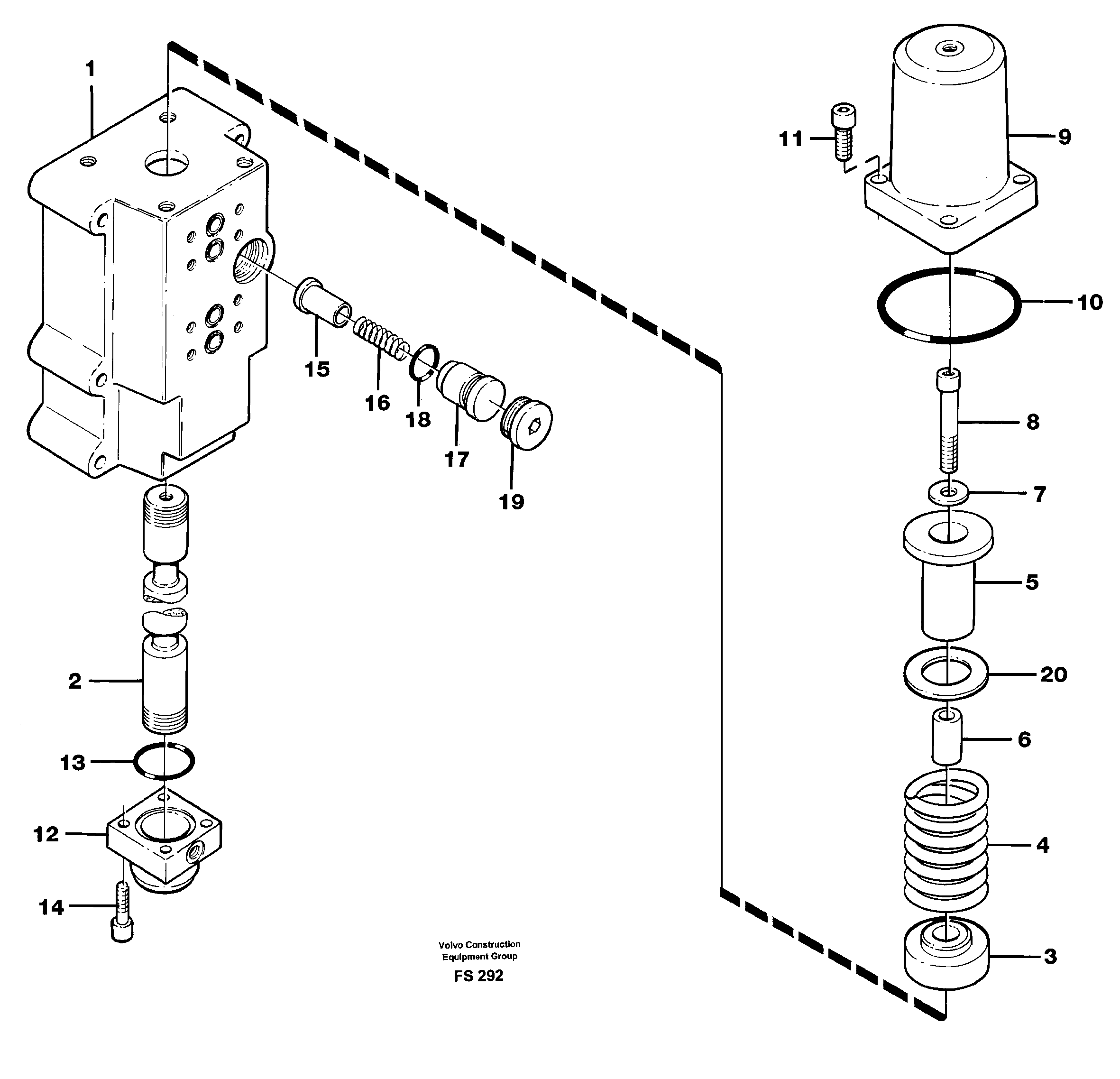 Secondary four-way valvesfor Boom, Dipper arm and Bucket — volvo parts diagram