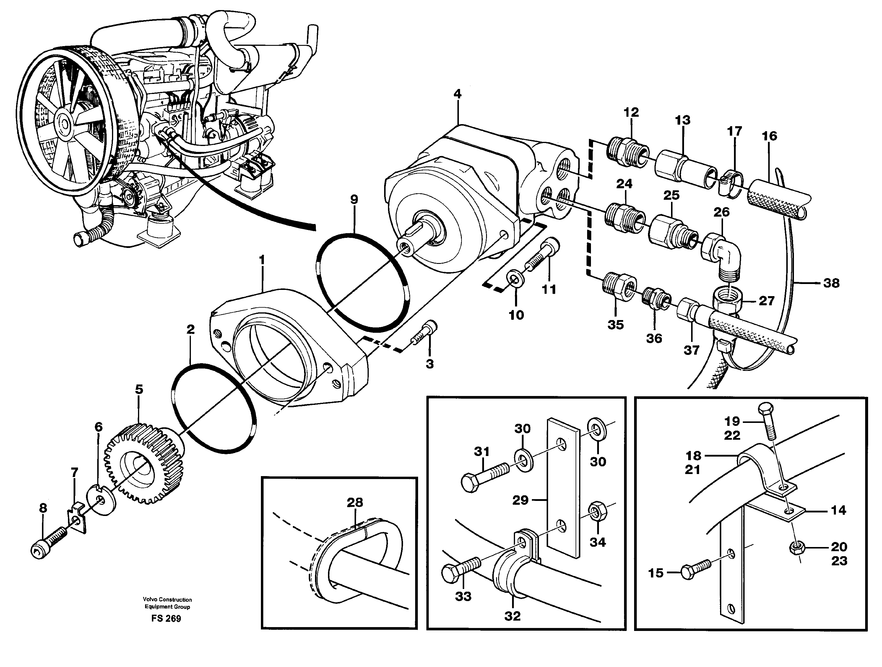 Pump installation — volvo parts diagram