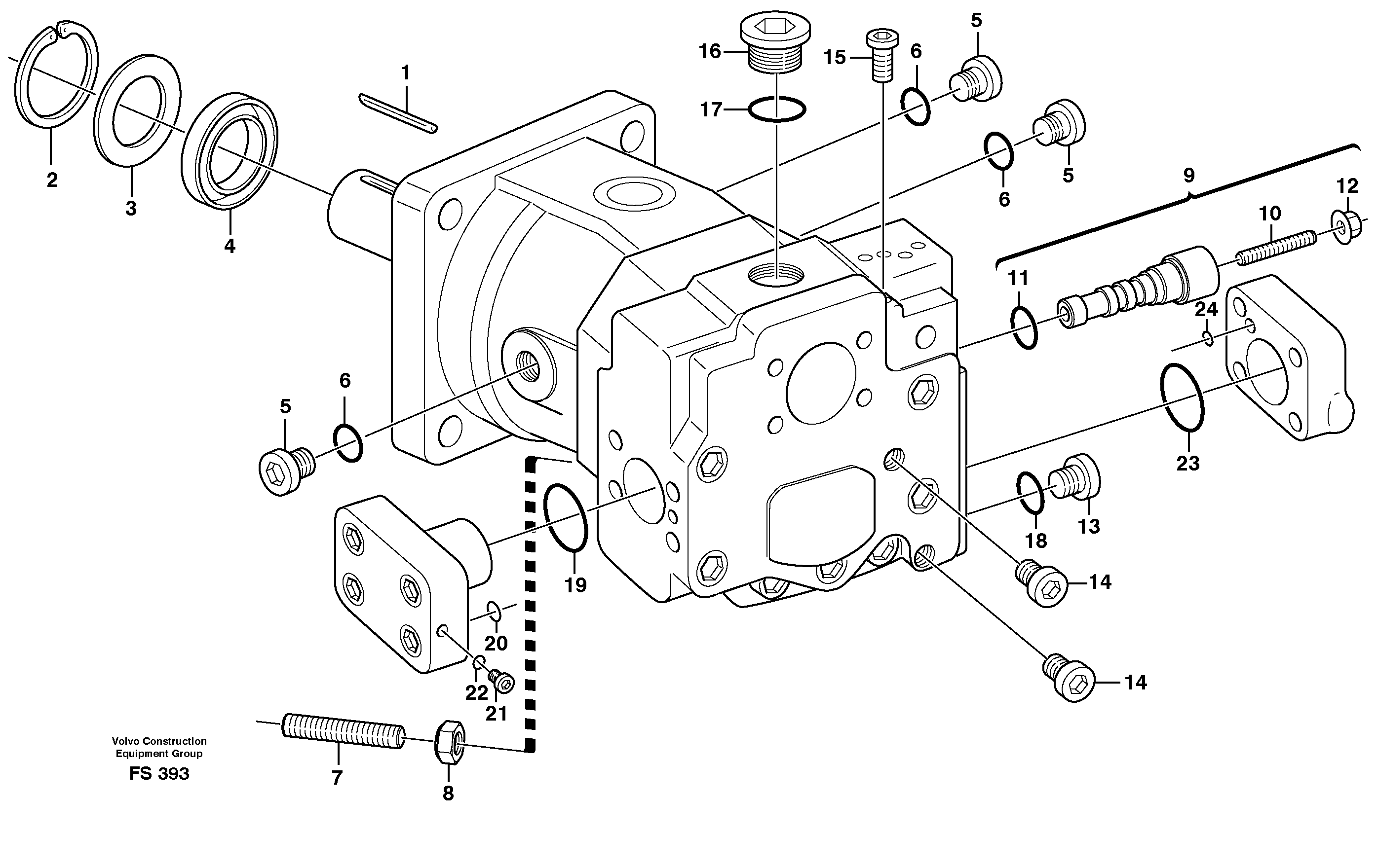 Hydraulic pump P1  14343116 SER NR 1858- — volvo parts diagram