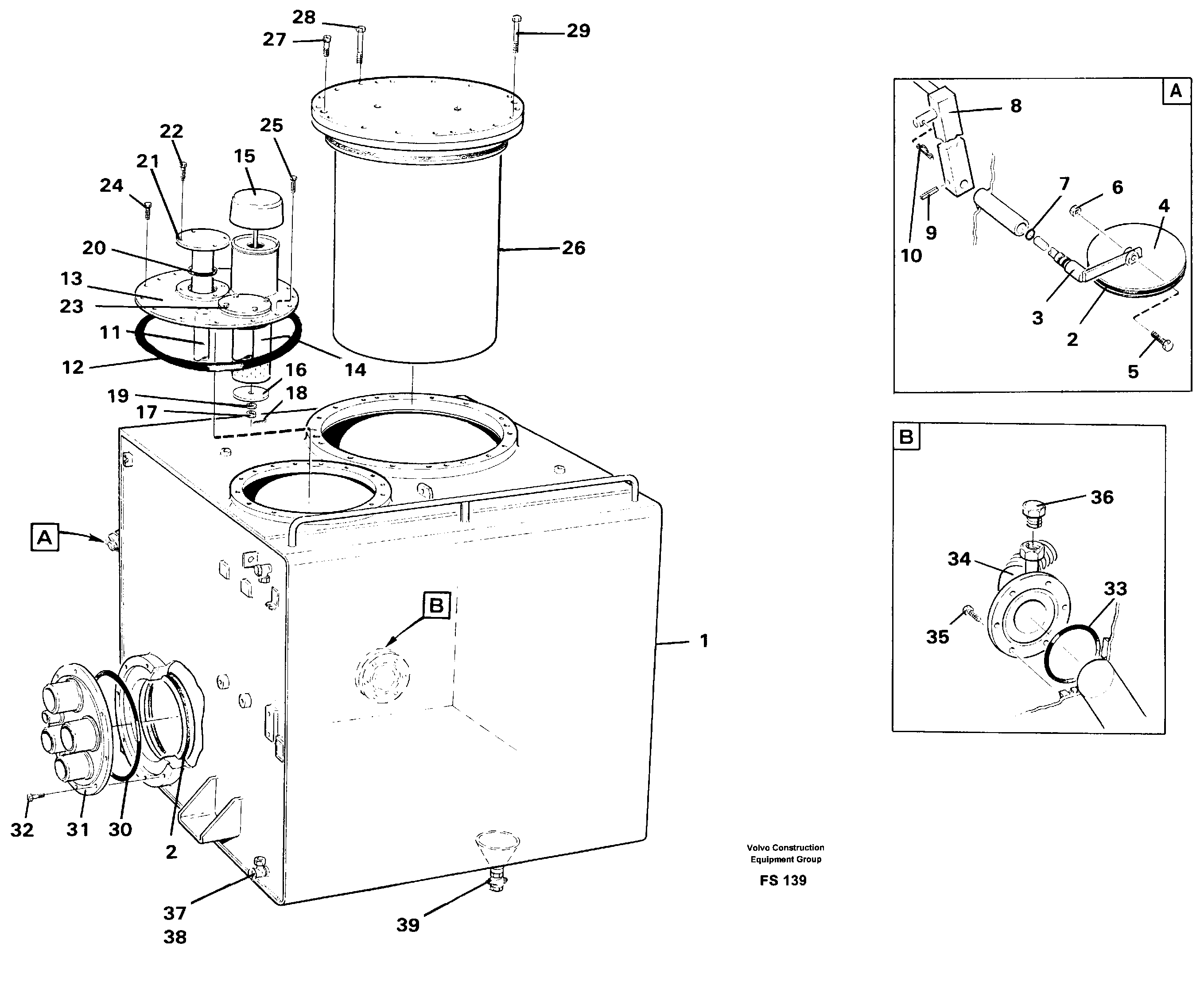Hydraulic oil tank — volvo parts diagram