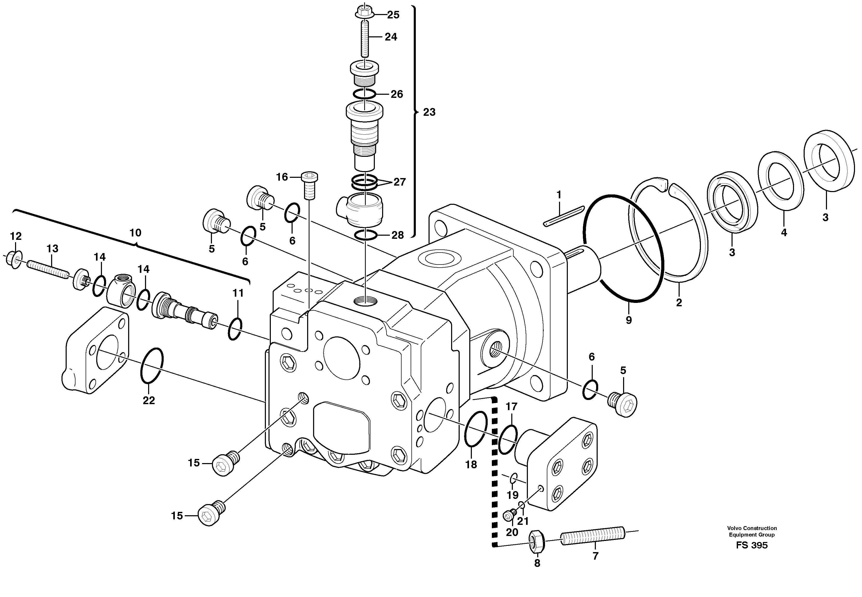 Hydraulic pump P2/p3  14215384 SER NR -1857 — volvo parts diagram