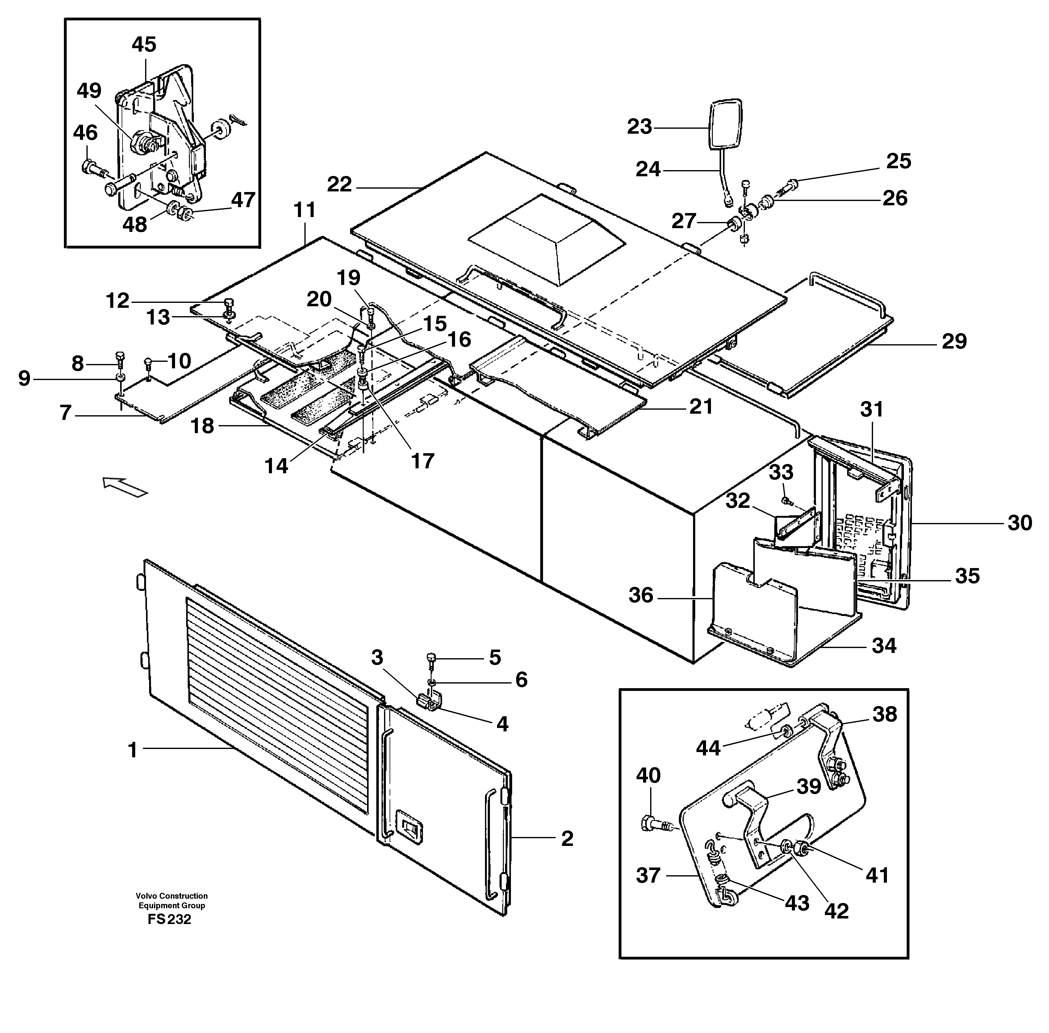 Doores,forward engine compartment — volvo parts diagram