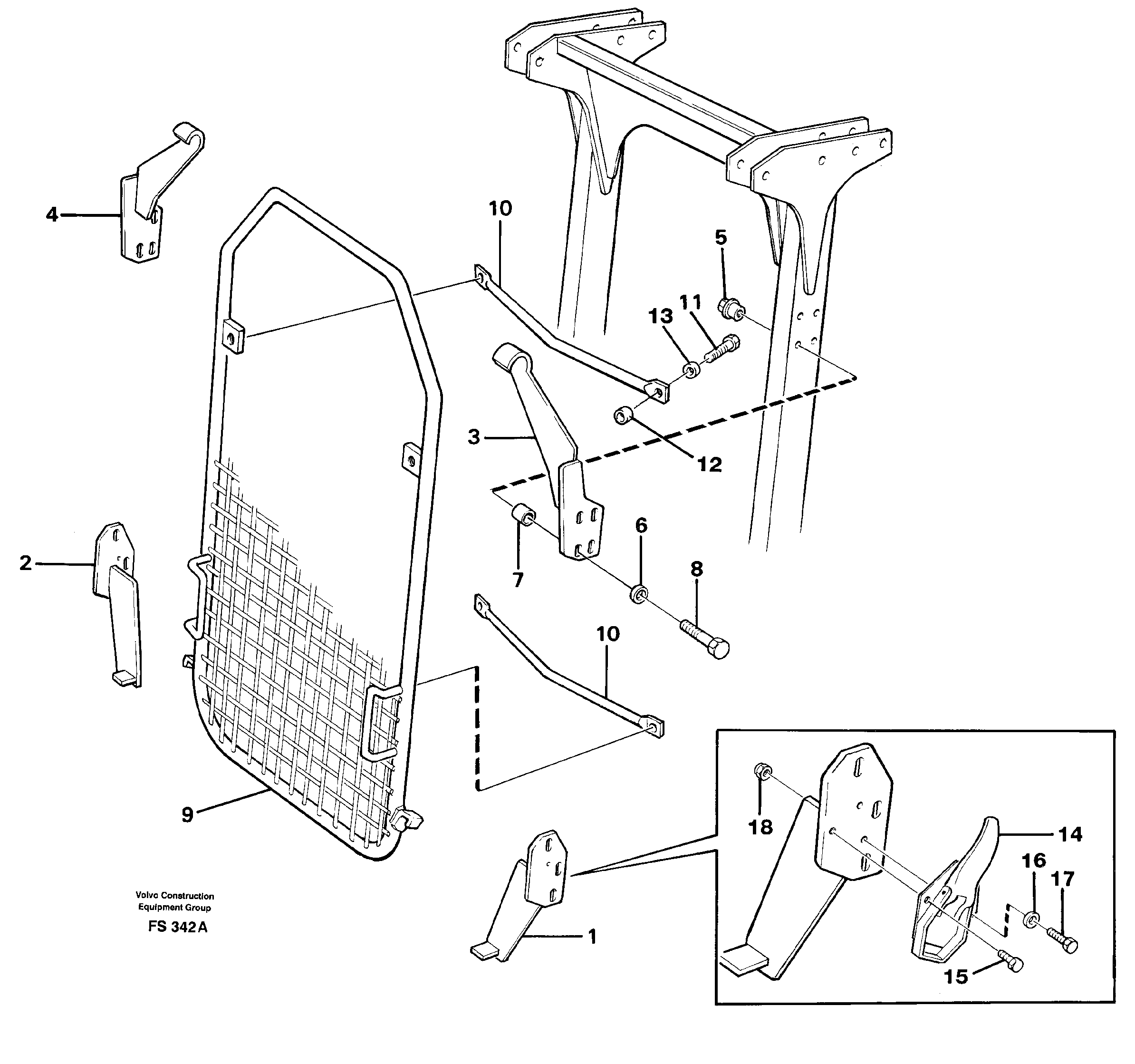 Protection grill coveringthe front windows - on protection over cab  14260384 — volvo parts diagram