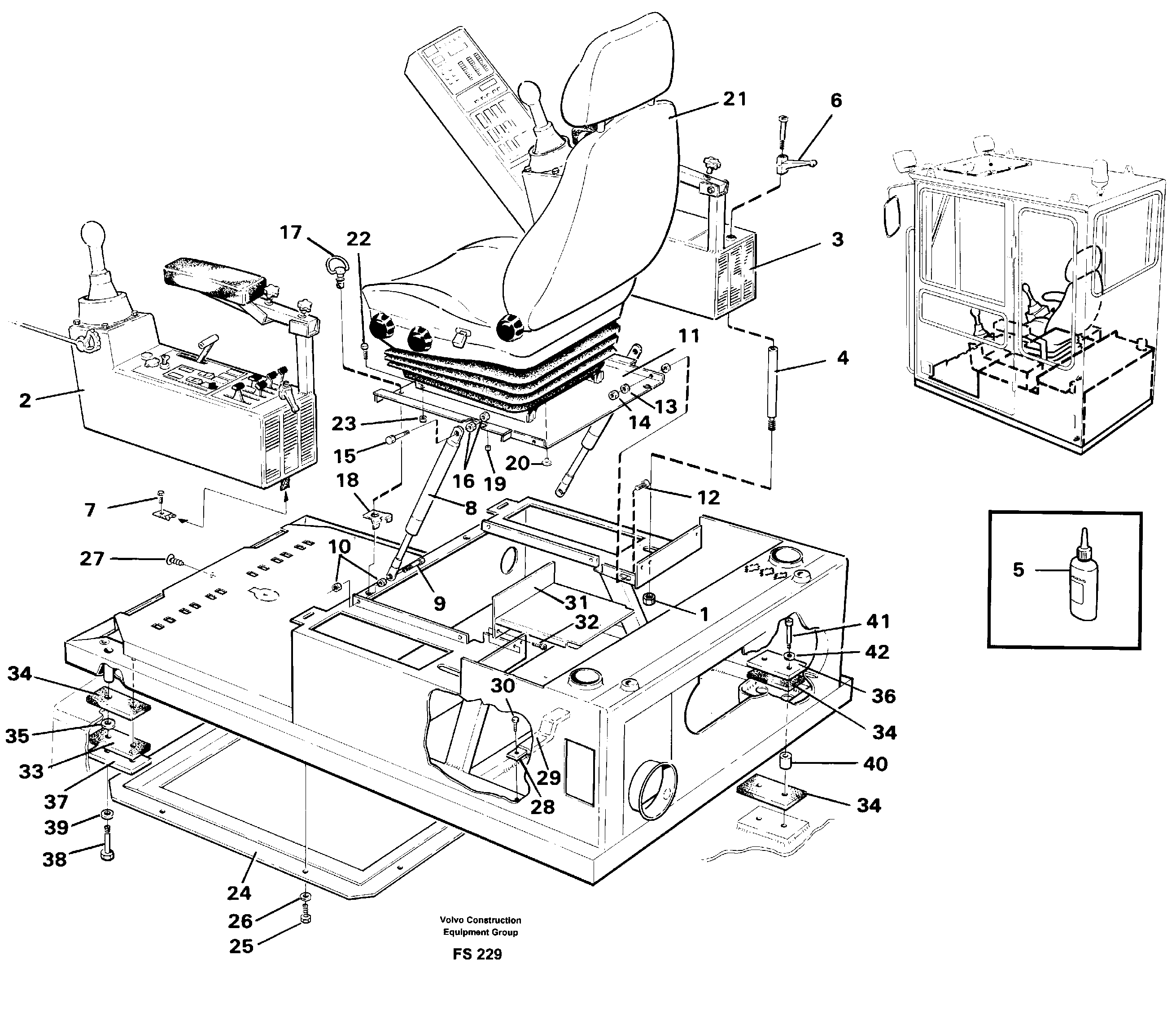 Drivers cab and cabin floor — volvo parts diagram