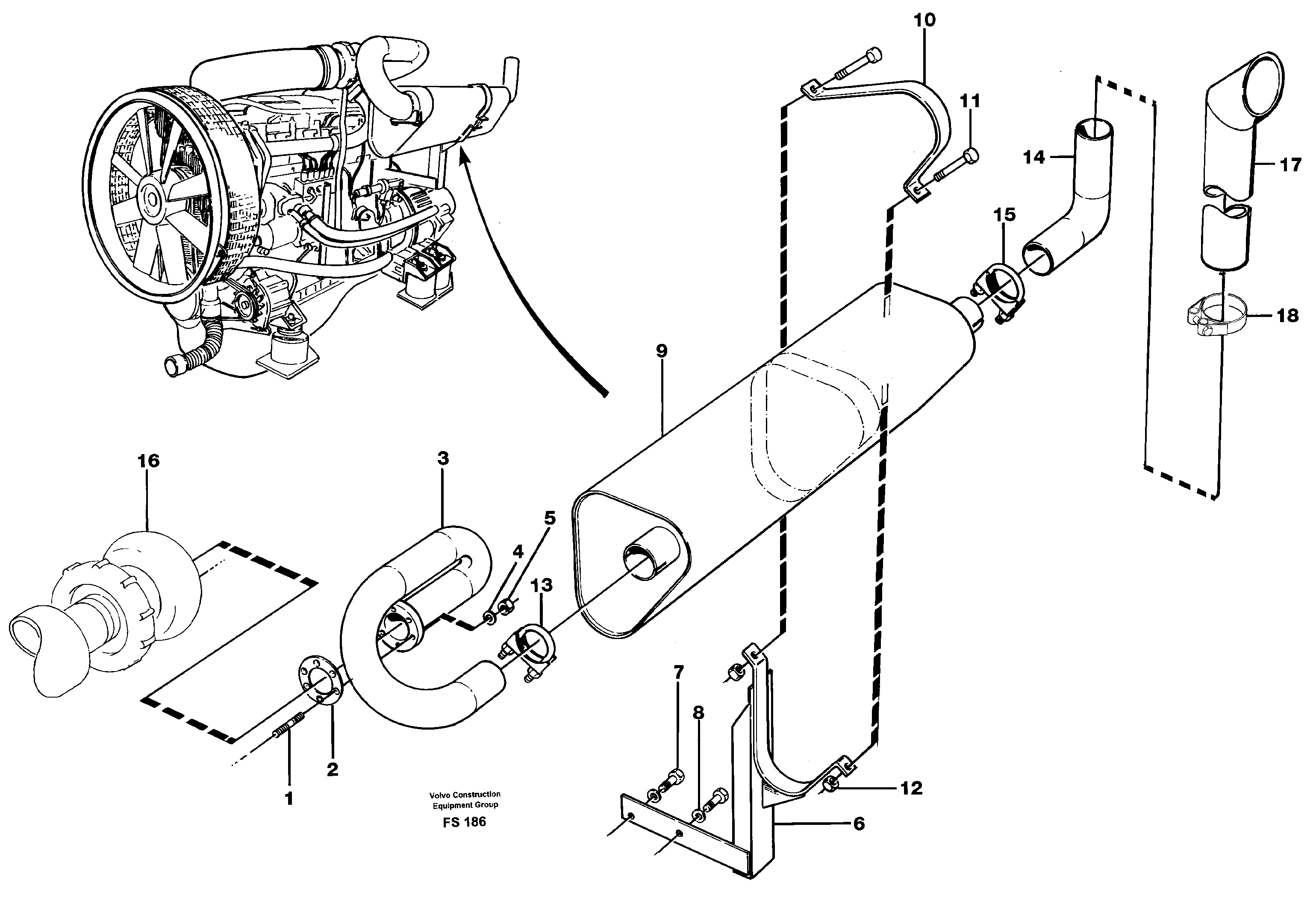 Exhaust system — volvo parts diagram