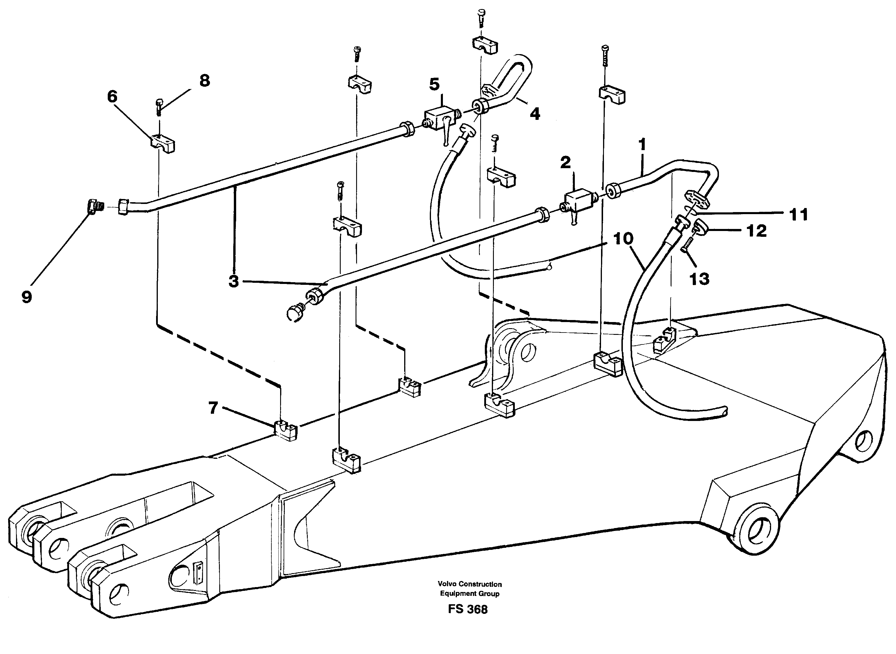 Hydraulics for hammer on dipper arm 2.50/3.50 Mincl. shut-off cocks  14258122  14256624  14254220 — volvo parts diagram