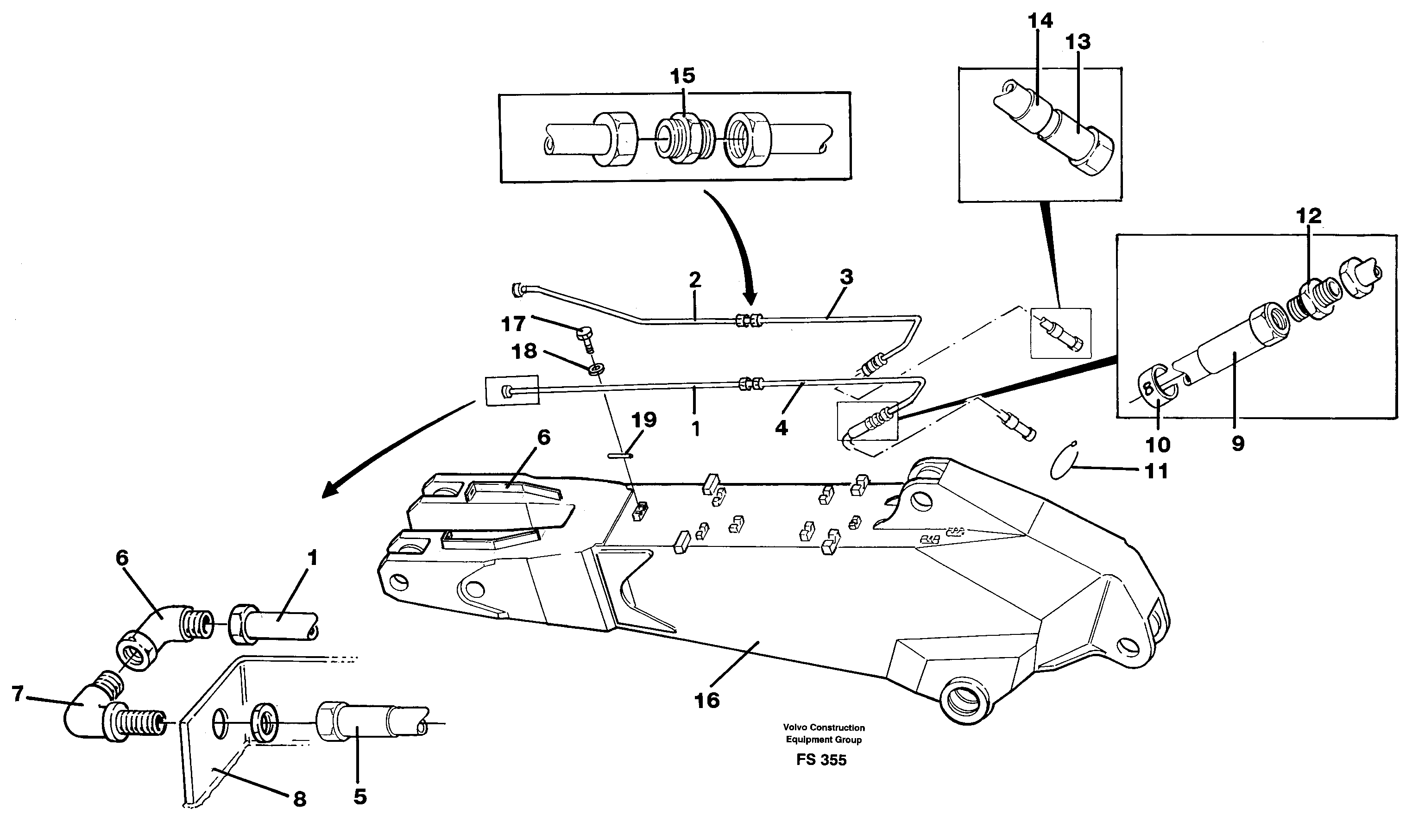 Hydr. quick fit equipm. on dipper arm, 2.50m, 3.50m  14249770, 14256616 — volvo parts diagram
