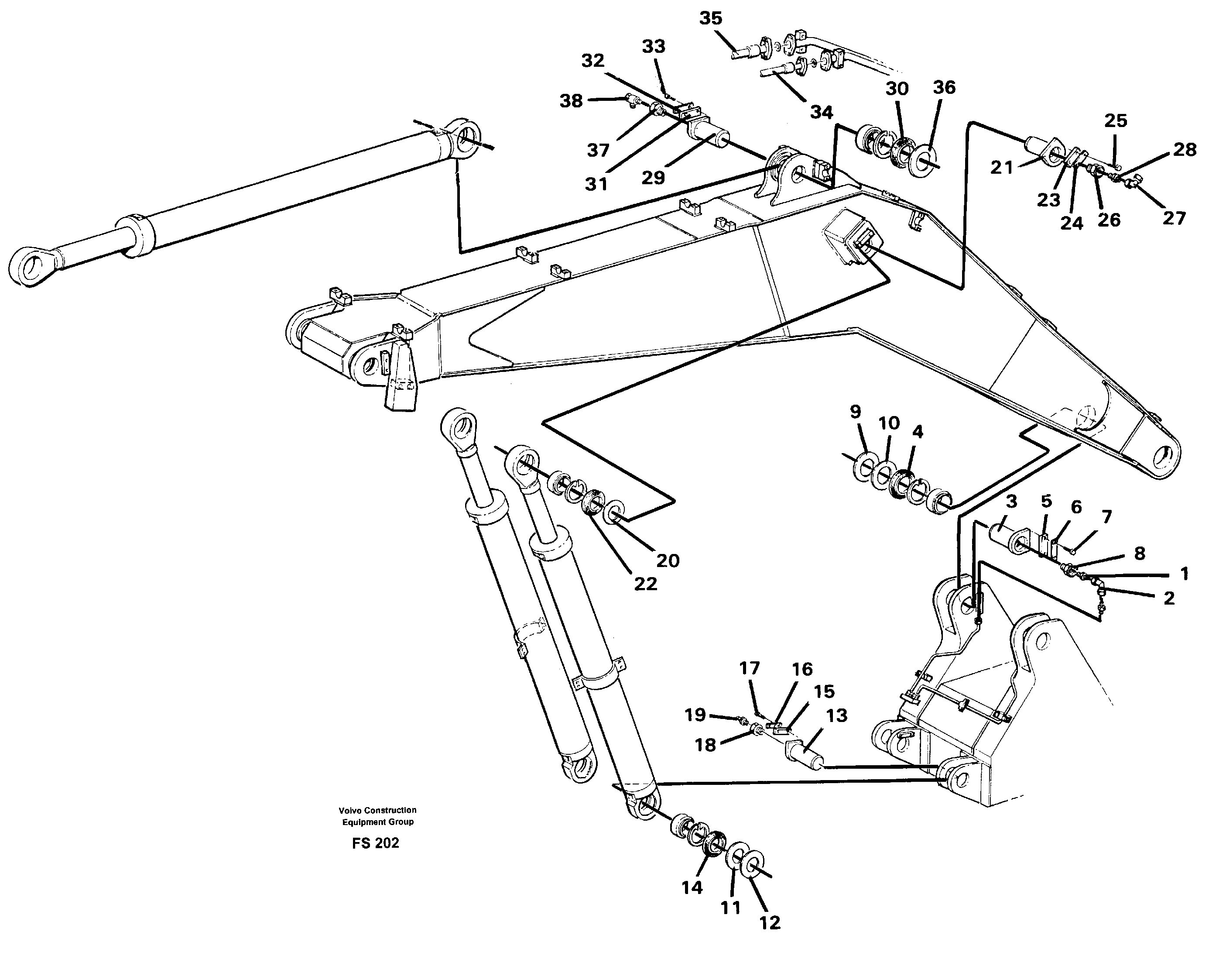 Backhoe boom 6.65 m  14257300 — volvo parts diagram