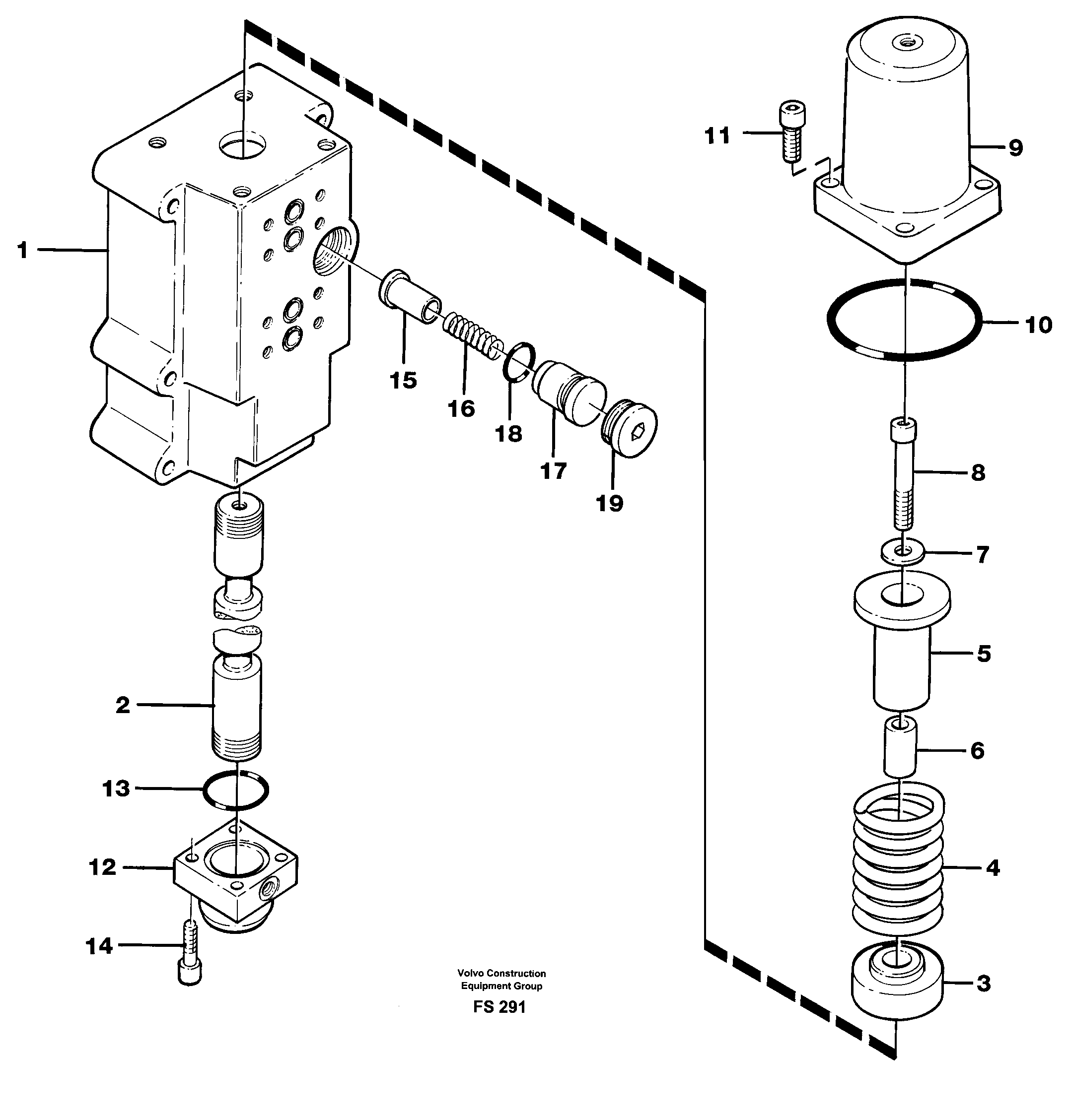 Four way valves, primary boom, dipper arm and bucket — volvo parts diagram
