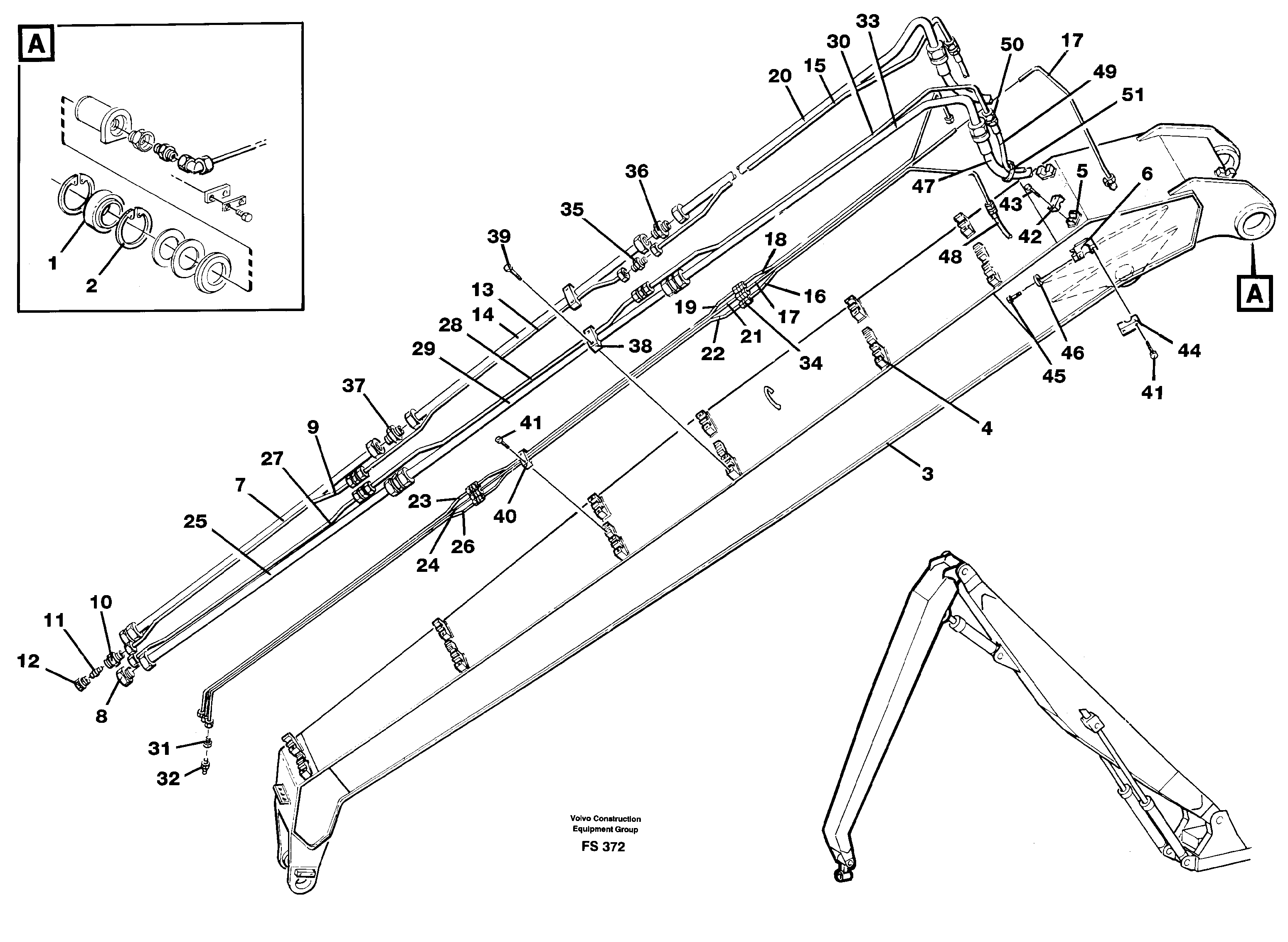 Handling equipment Boom 8.60 M Dipper arm 6.50 M  14259558 — volvo parts diagram