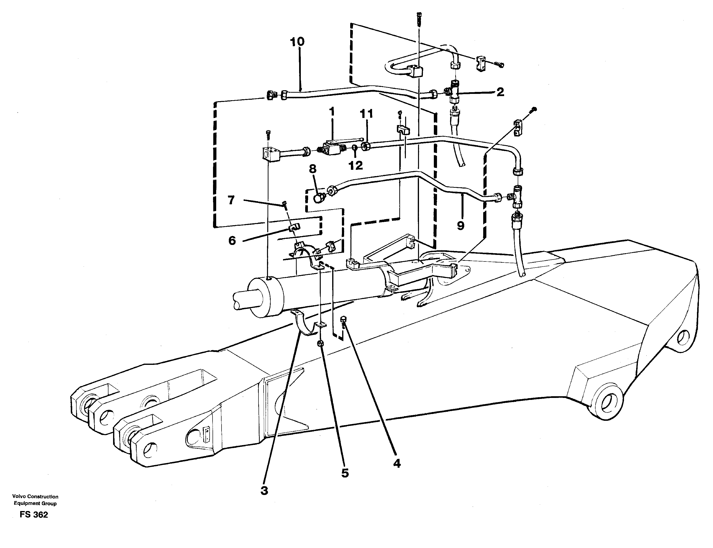 Hydraulics for parallel connected clamshell equipon dipper arm 2.50/3.50 M  14260689, 14260691 — volvo parts diagram