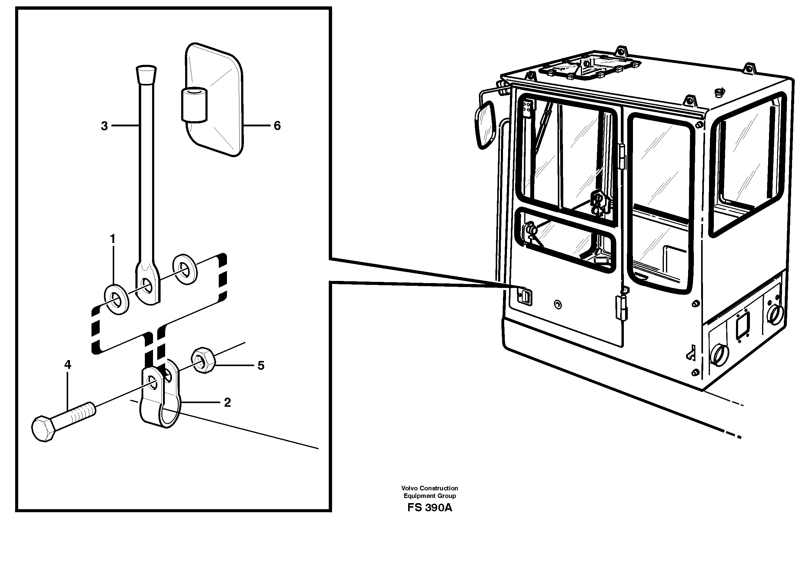 Mirror on cab Mirror Rh side (germany equipment) — volvo parts diagram