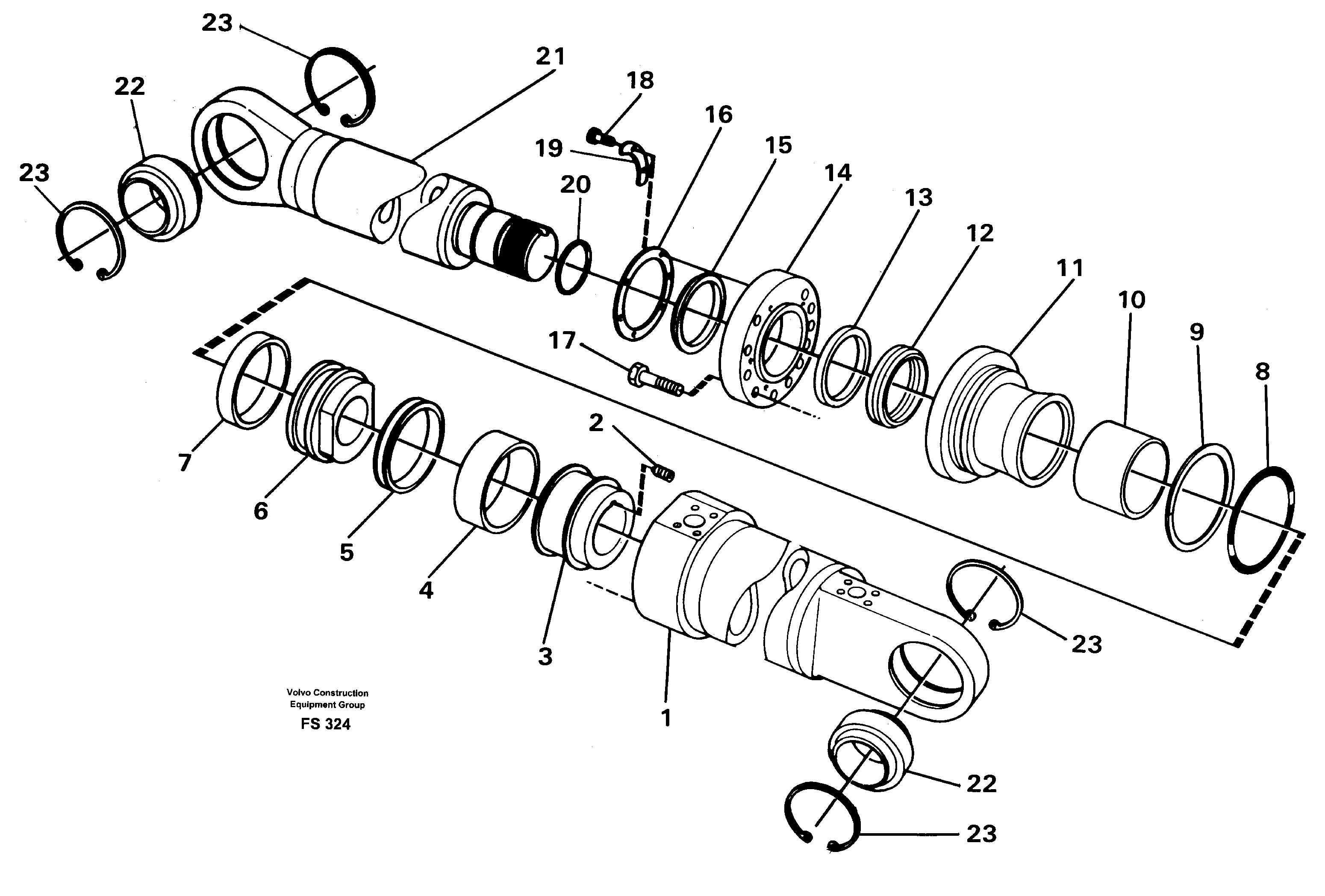 Hydraulic cylinder for jib — volvo parts diagram