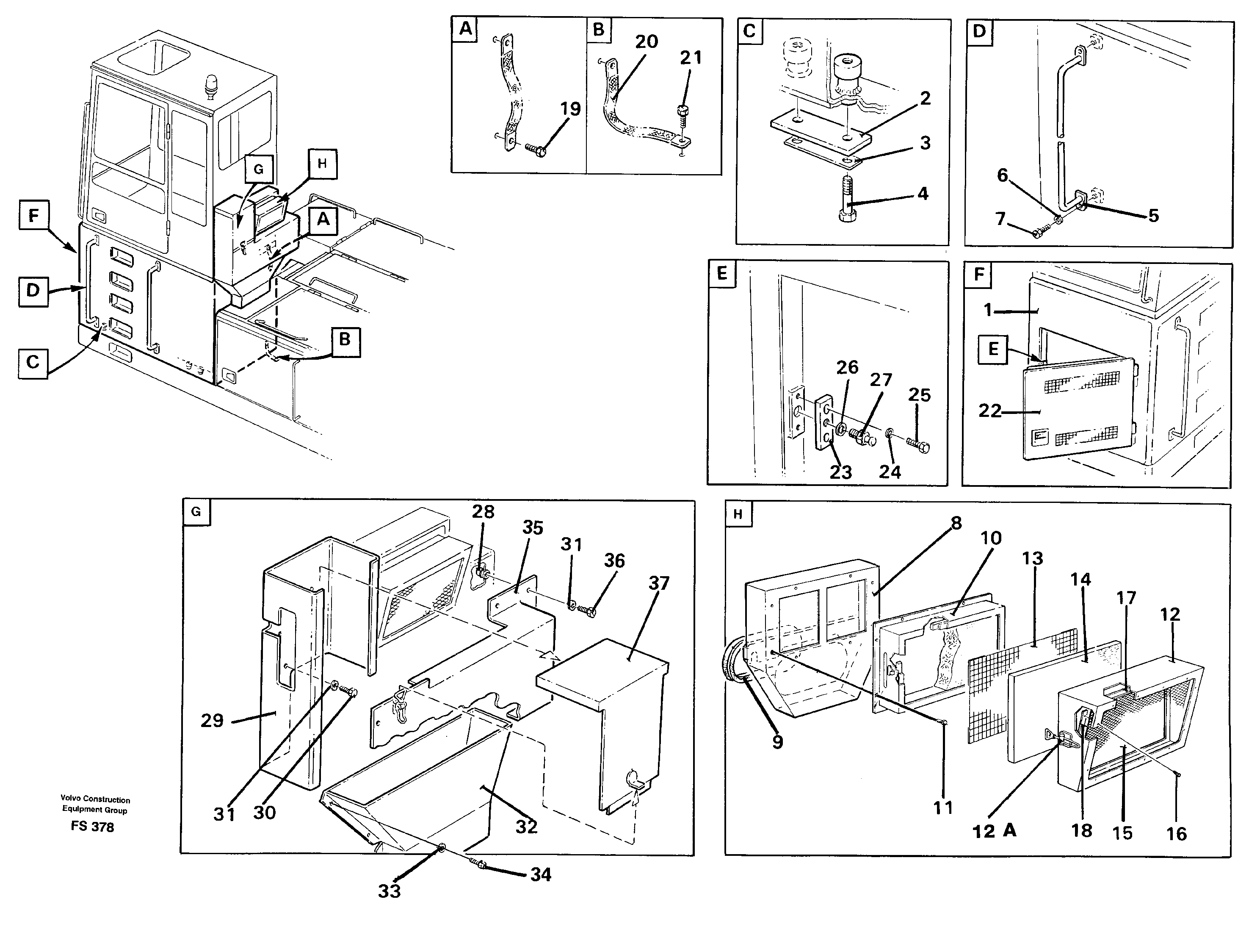Cab elevation on superstructure,1220mm  14258458 — volvo parts diagram