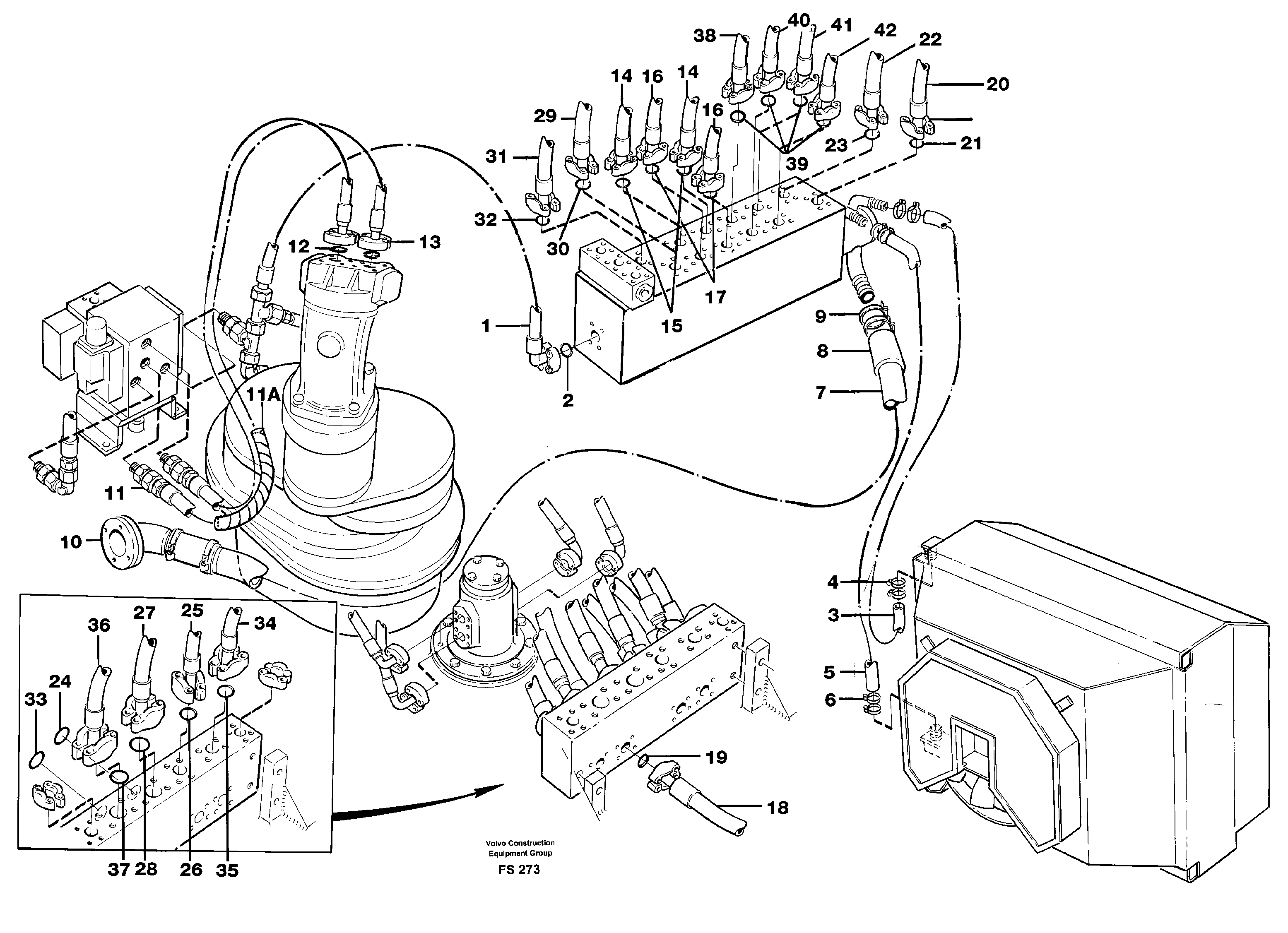 Hydraulic system, feed line — volvo parts diagram
