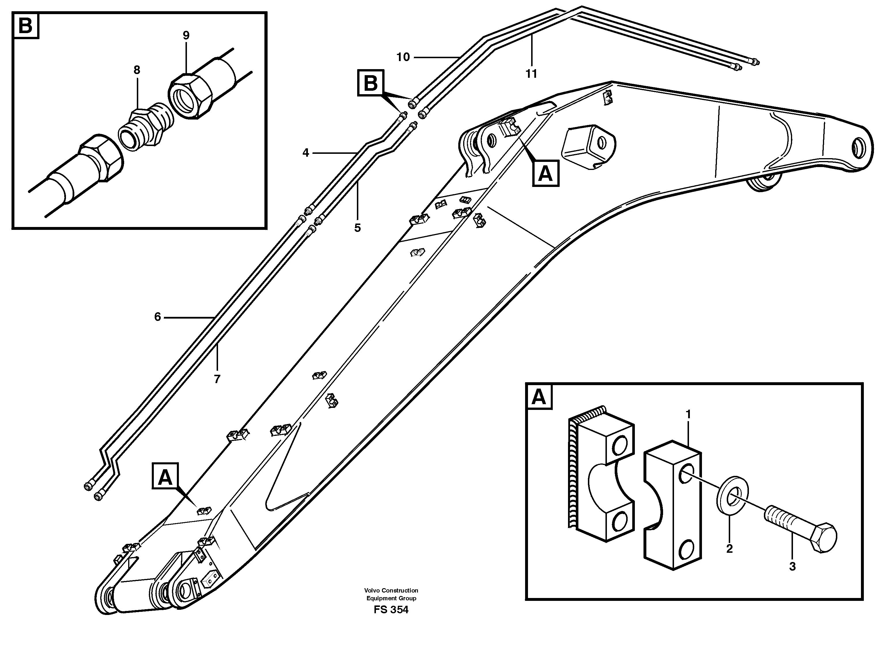Hydraulics for quickfit on boom 6.65 M  14254413 — volvo parts diagram
