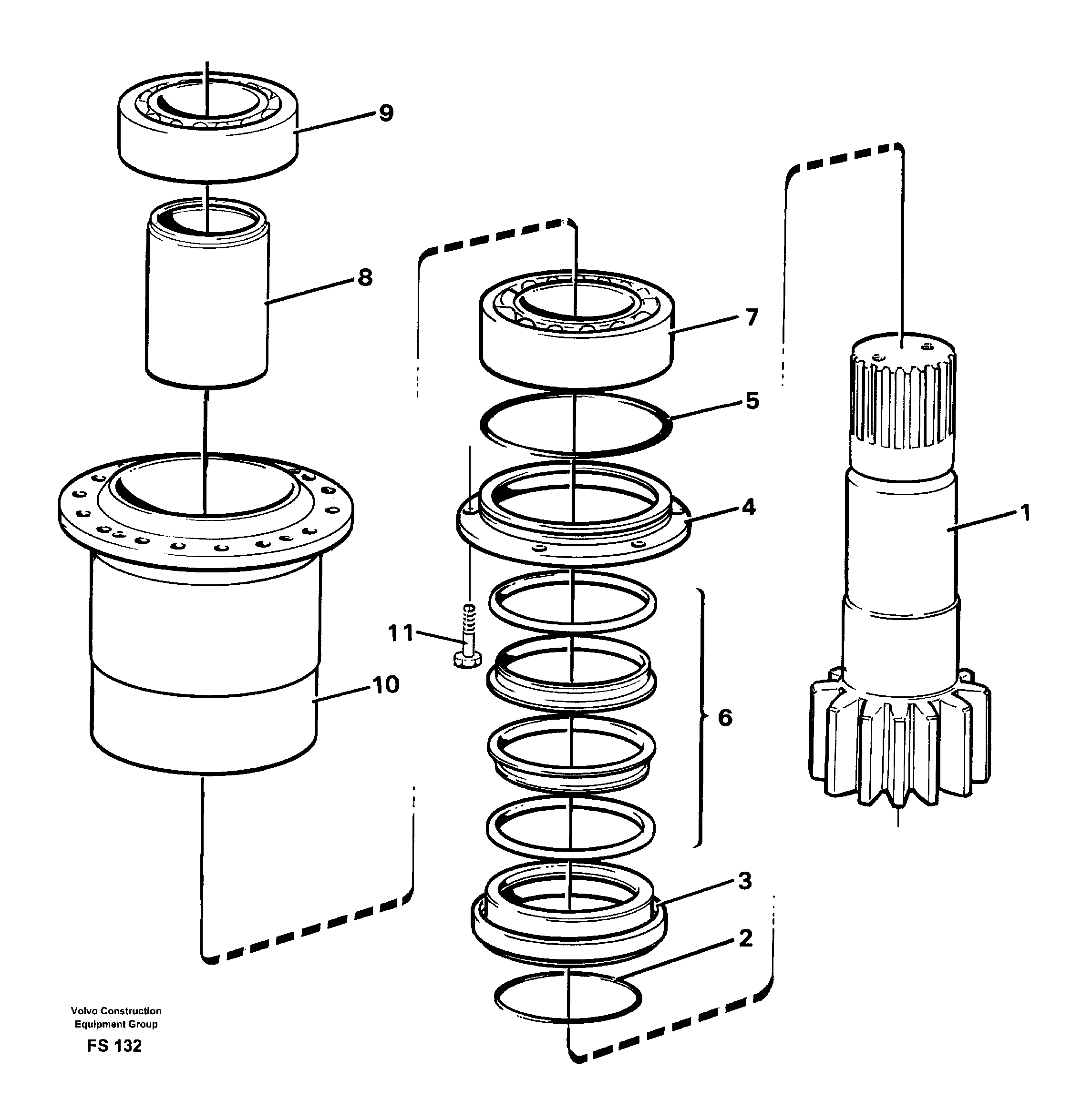 Slew drive shaft — volvo parts diagram