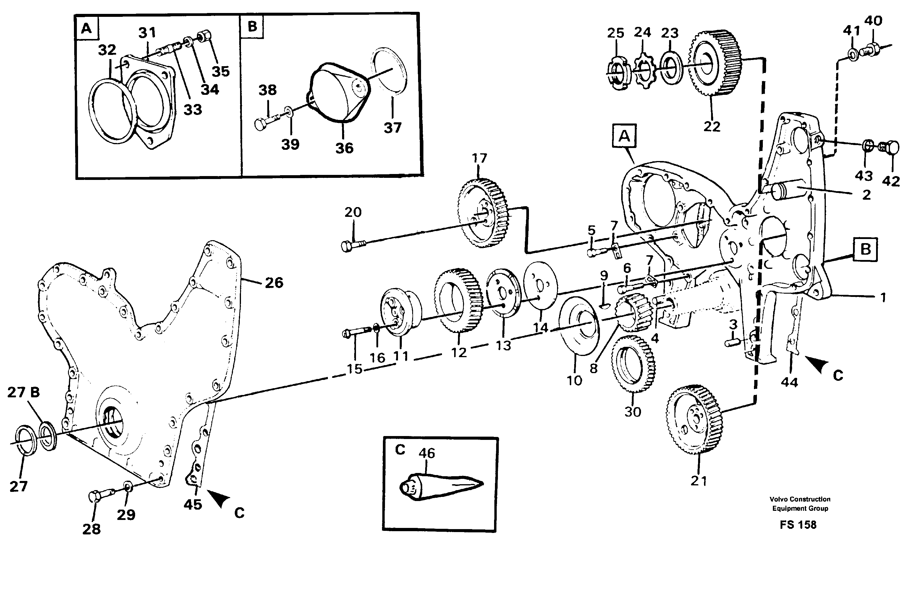 Timing gear casing — volvo parts diagram