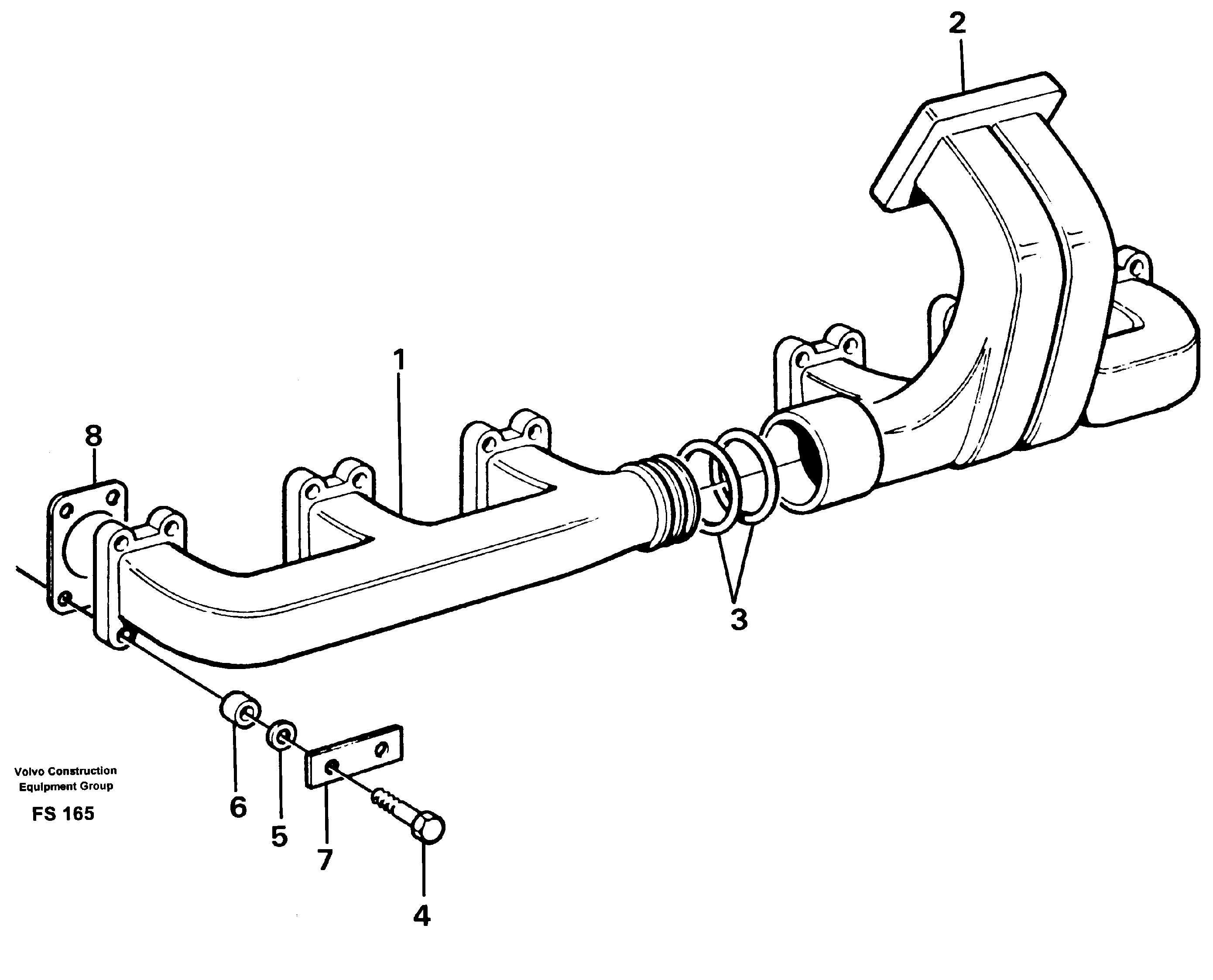 Exhaust manifold and installation components — volvo parts diagram