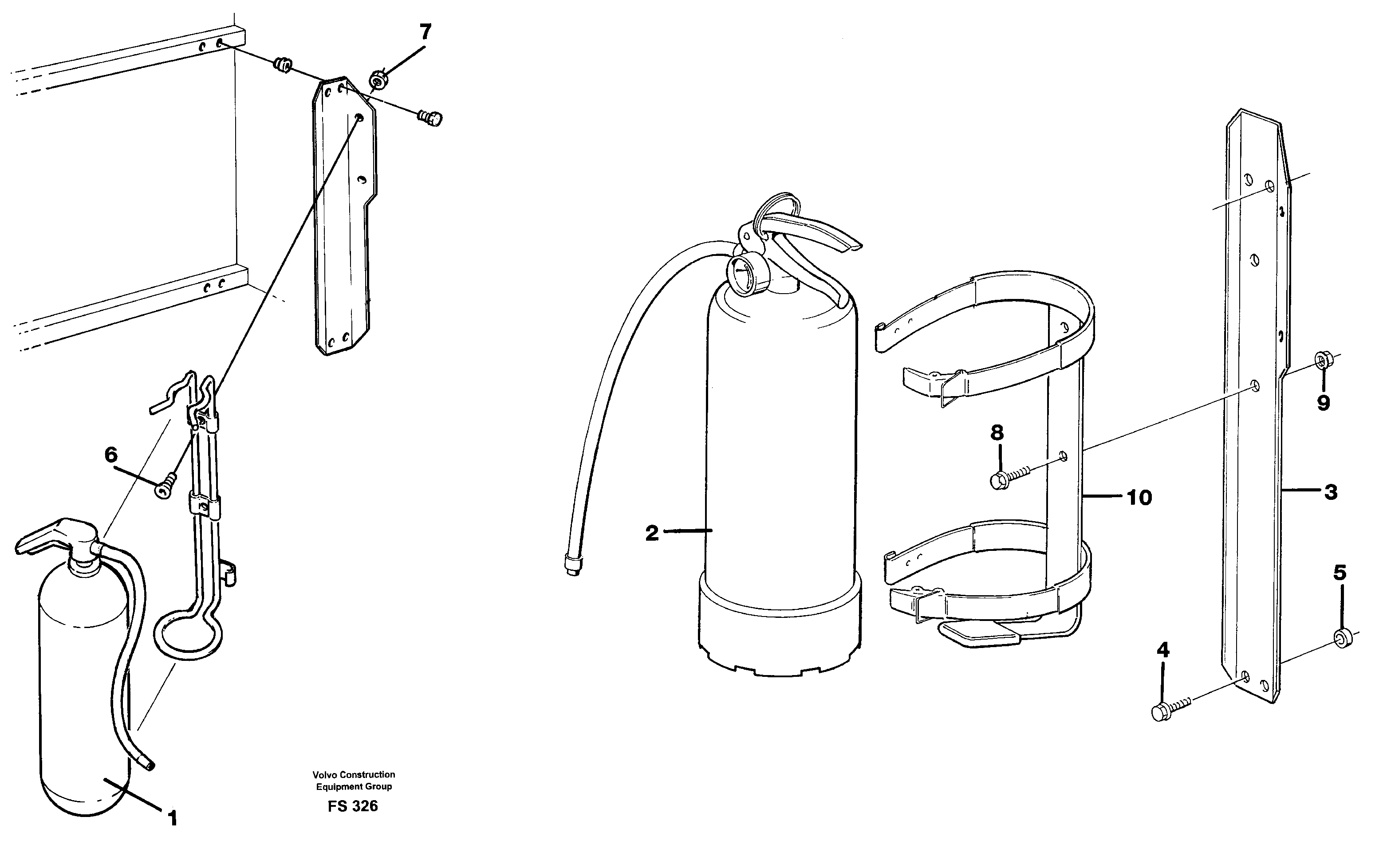 Fire extinguisher 2 kg and 5 kg  14248860  14248861 — volvo parts diagram