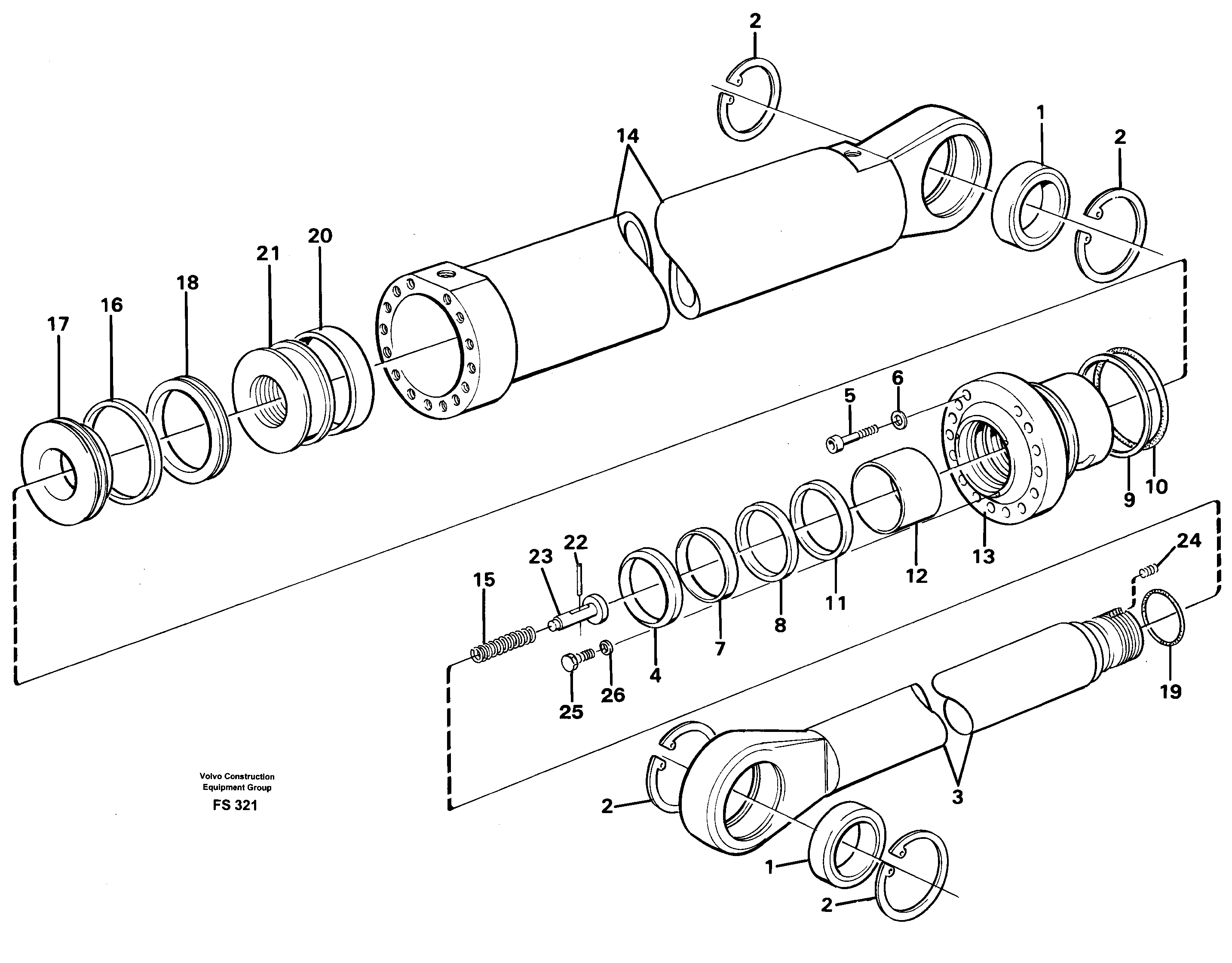 Dipper cylinder Handling equipment  14259559 — volvo parts diagram