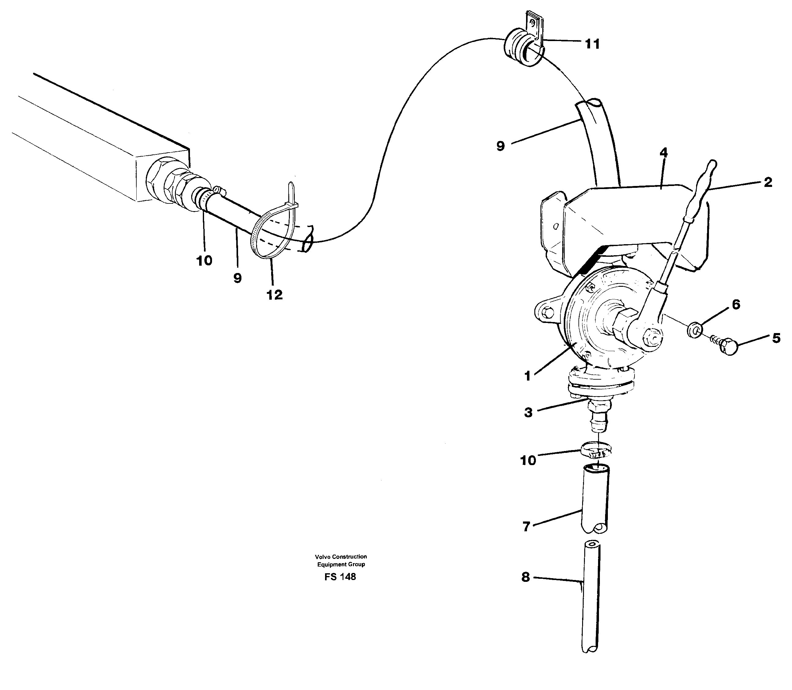 Hand pump for hydr. oil incl. hoses — volvo parts diagram