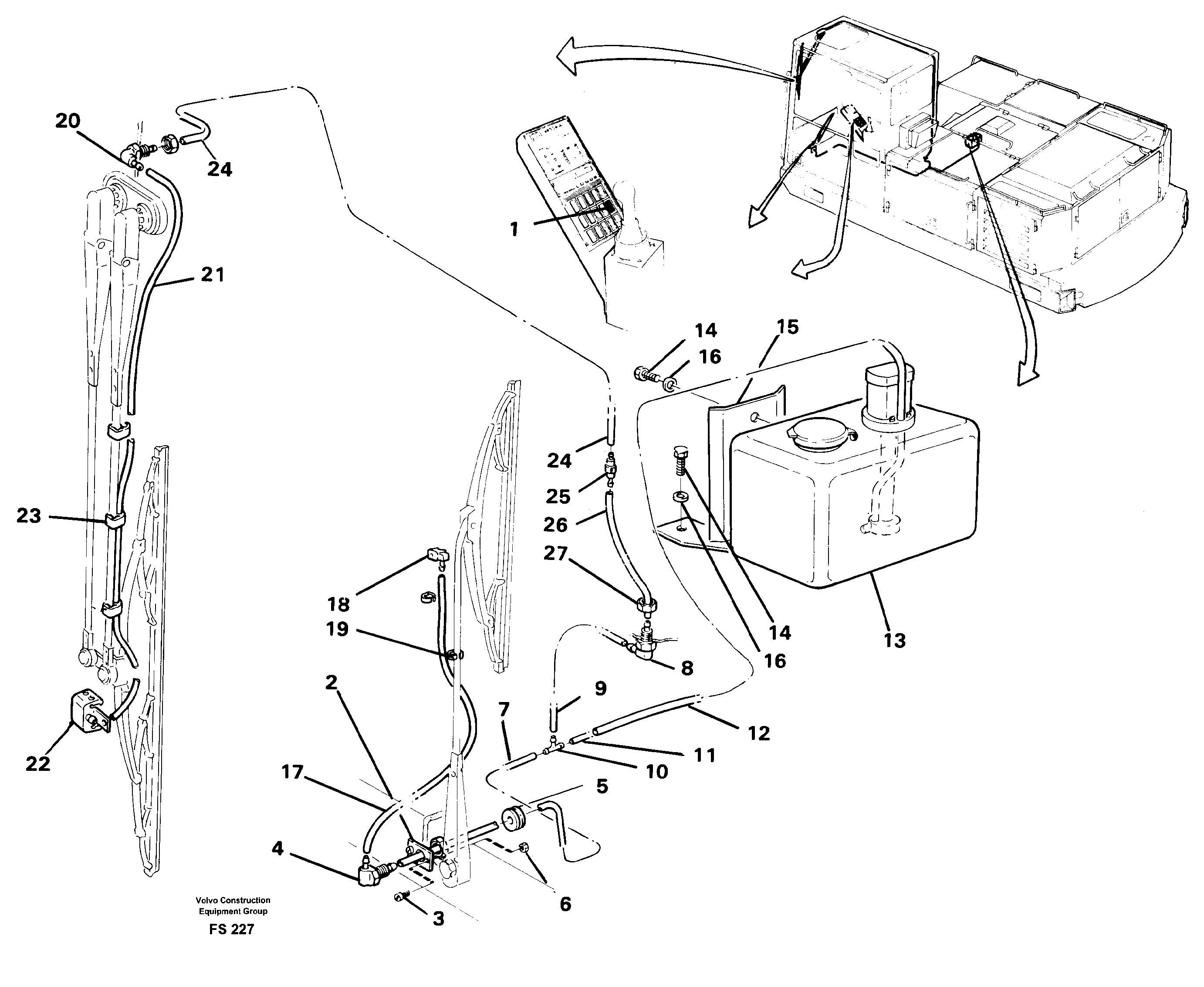 Windshield washer  14261067 — volvo parts diagram