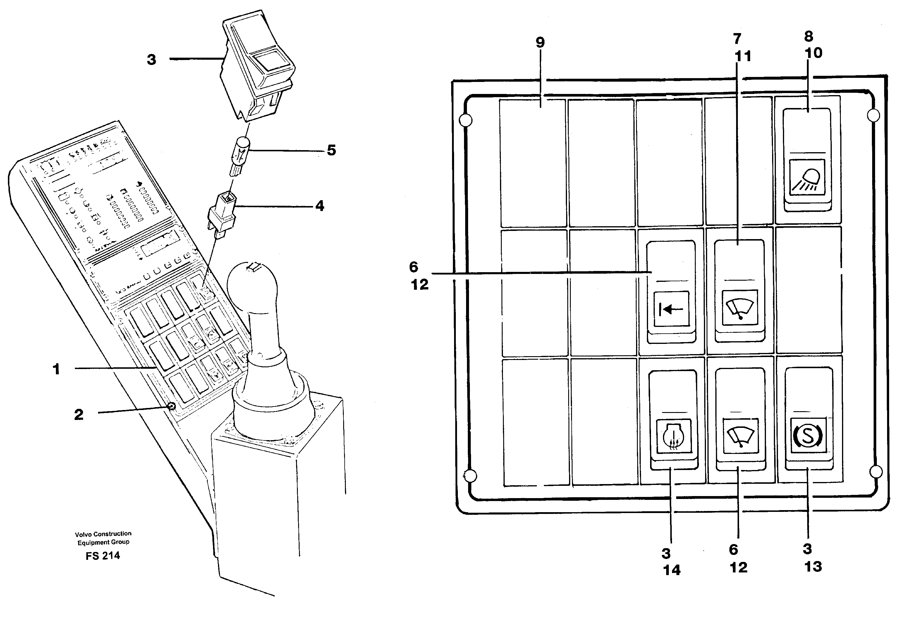 Toggle switch panel — volvo parts diagram