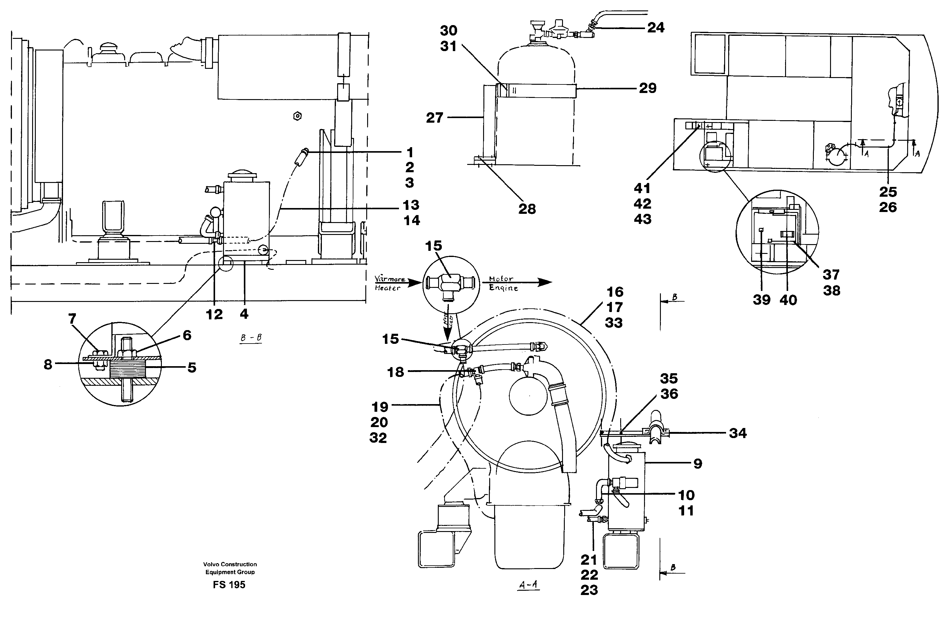 Combined cabin and enginepreheater Primus 2460  14258374 — volvo parts diagram