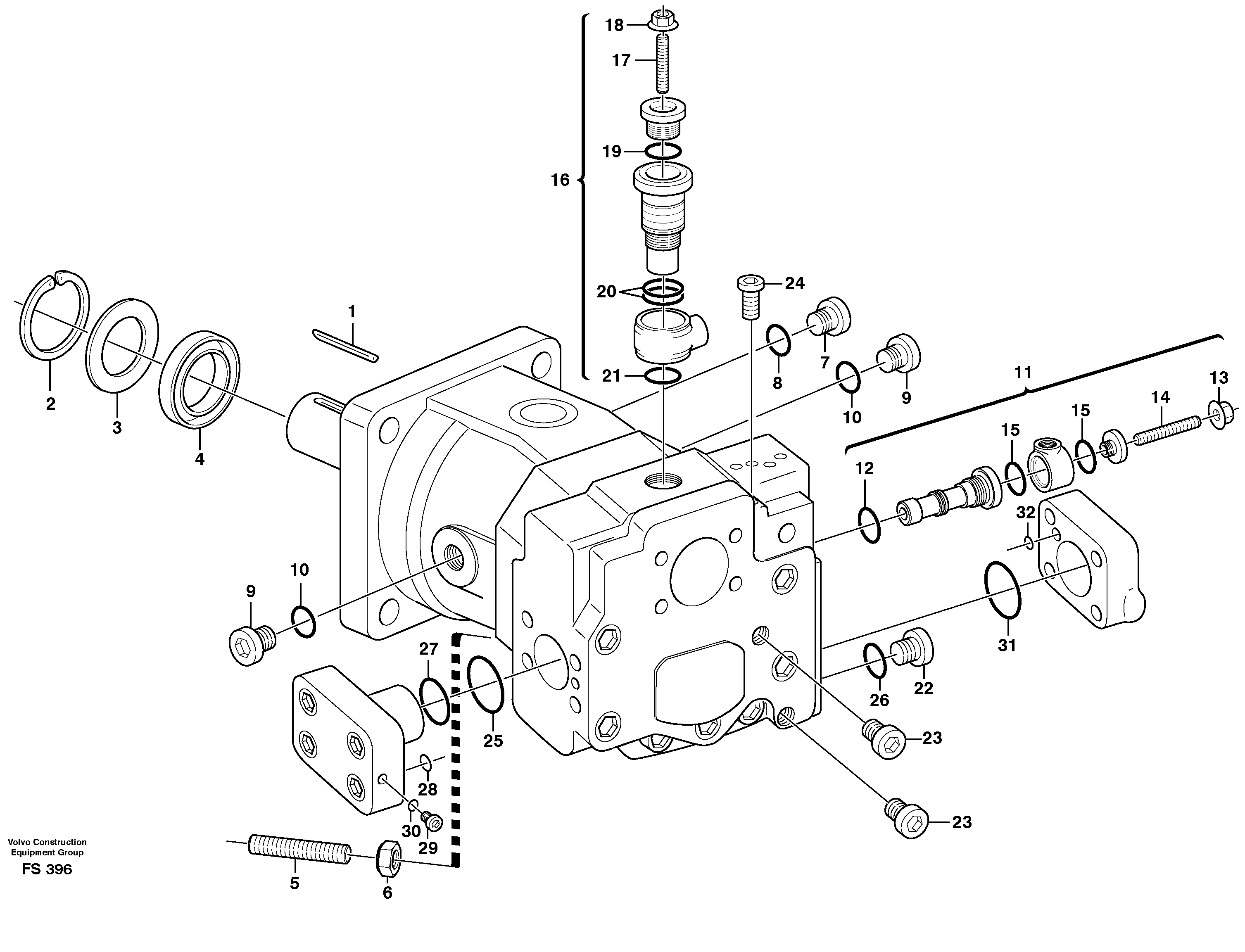Hydraulic pump P2/p3  14343117 SER NR 1858- — volvo parts diagram
