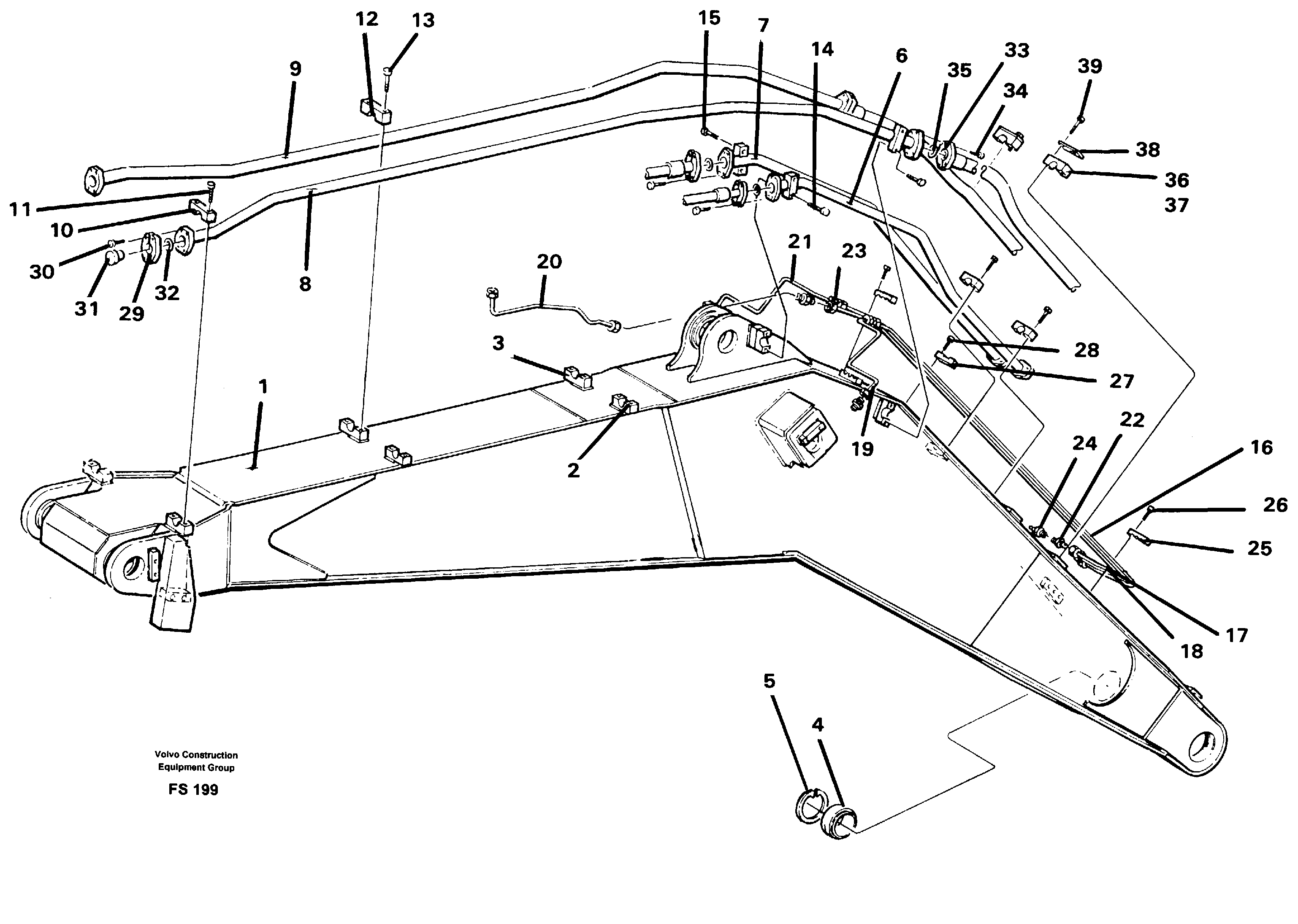 Backhoe boom 6.65 m  14257300 — volvo parts diagram