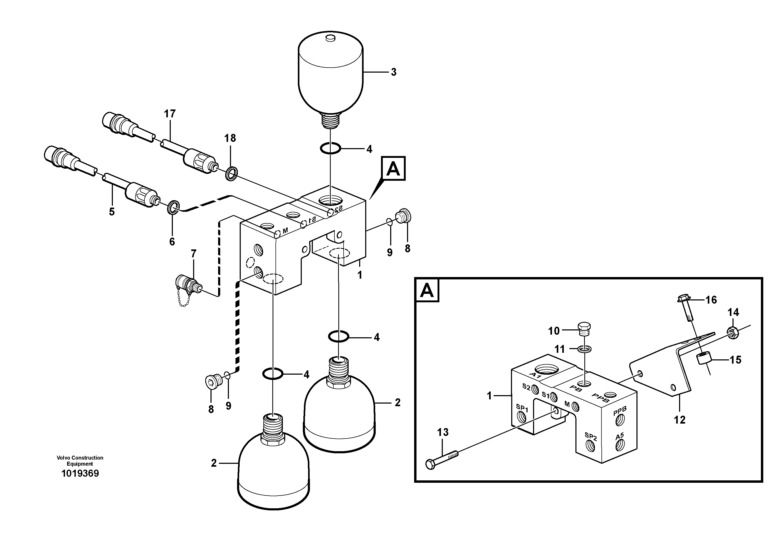 Valve and accumulators — volvo parts diagram