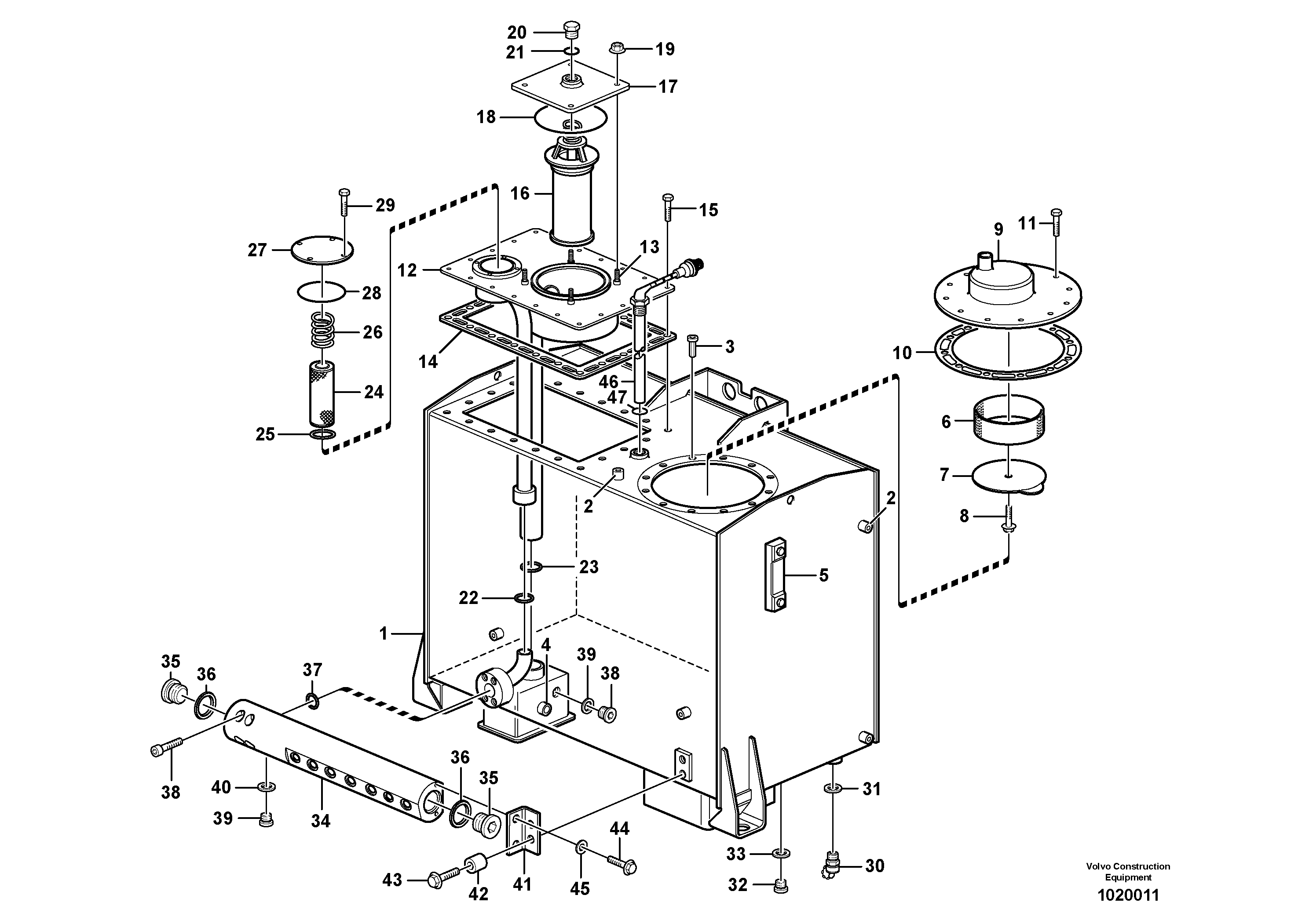 Hydraulic oil tank — volvo parts diagram