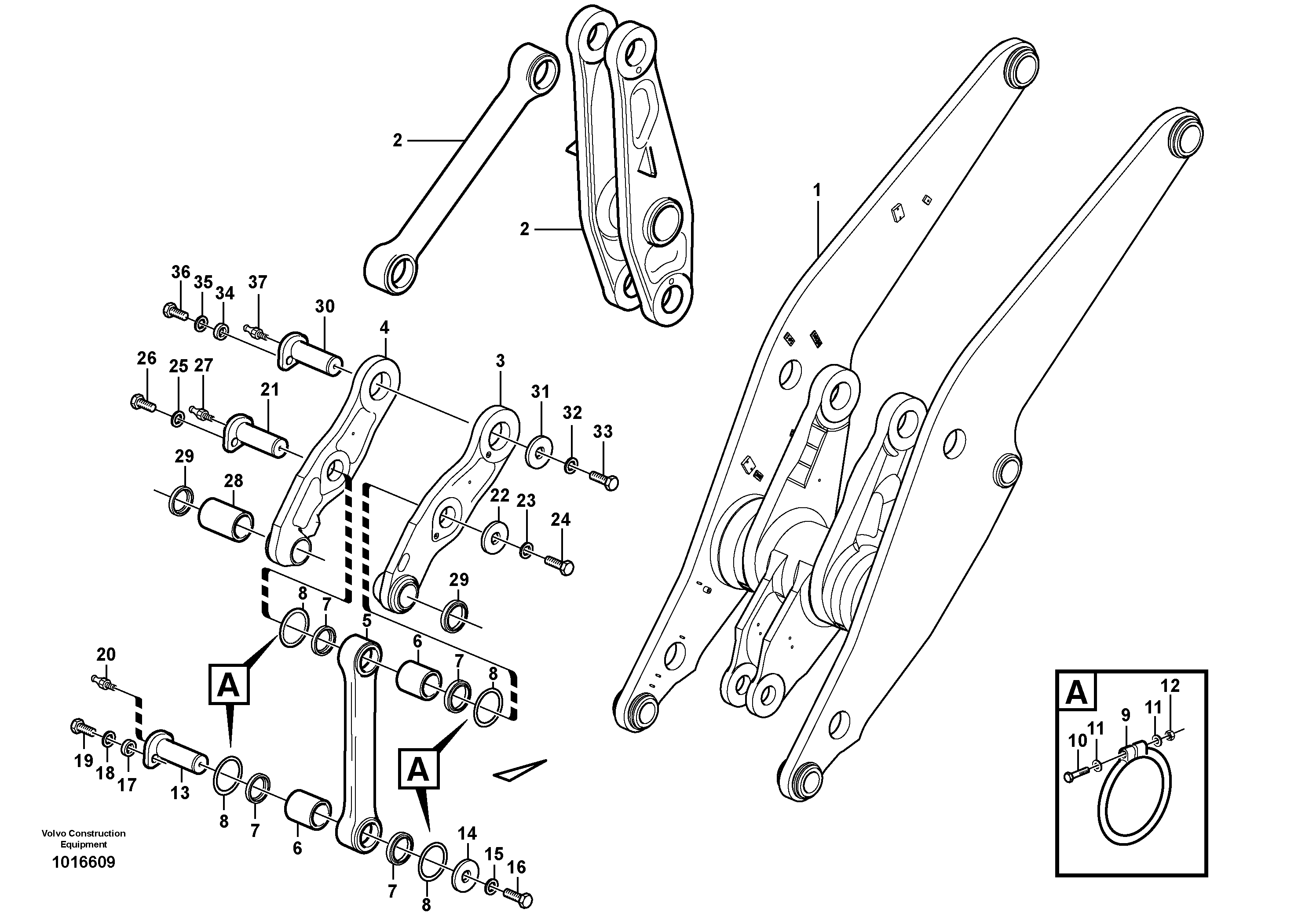 Forward links with assembly parts  33836 — volvo parts diagram
