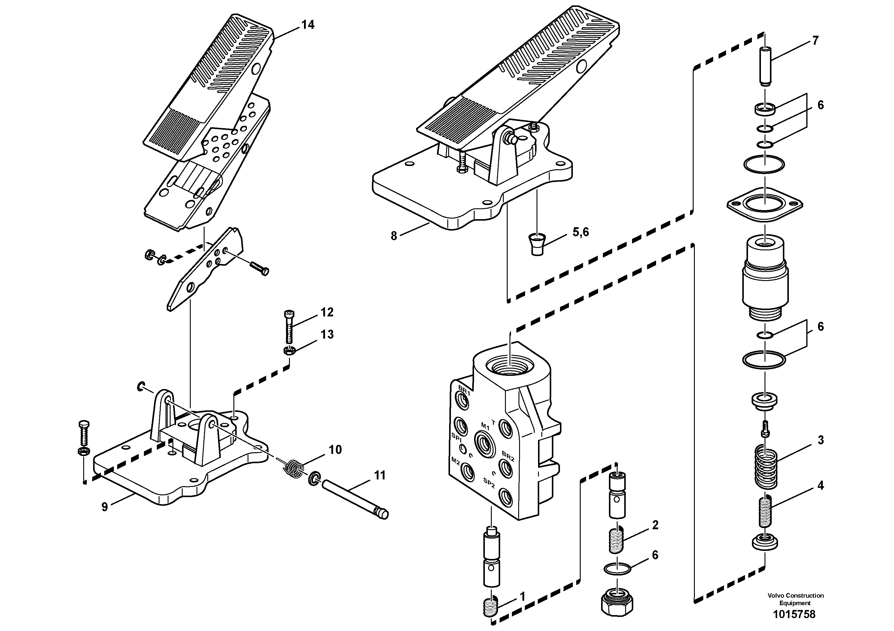 Footbrake valve — volvo parts diagram
