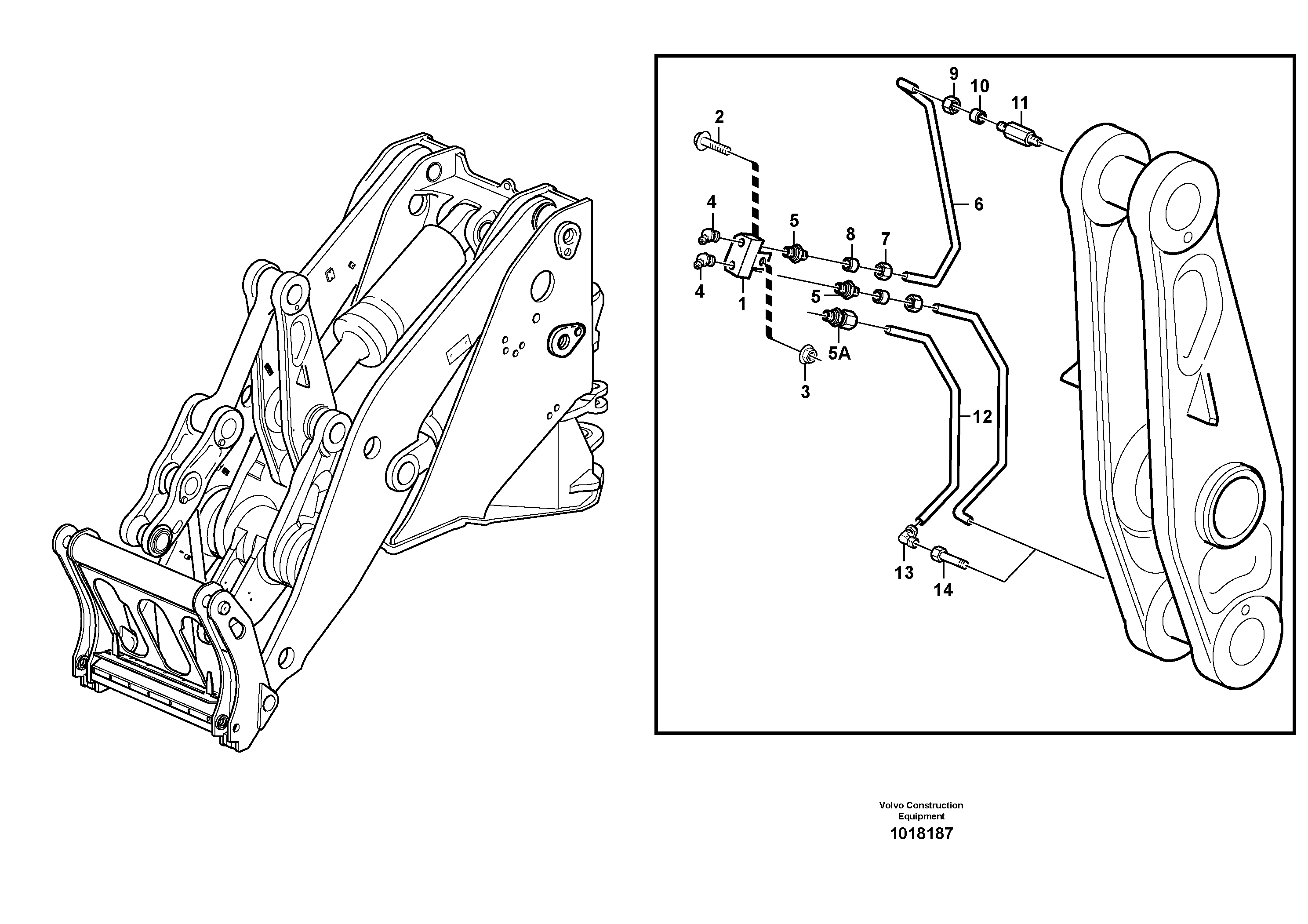 Extended lube points for lift arm system  33836, 82269 — volvo parts diagram