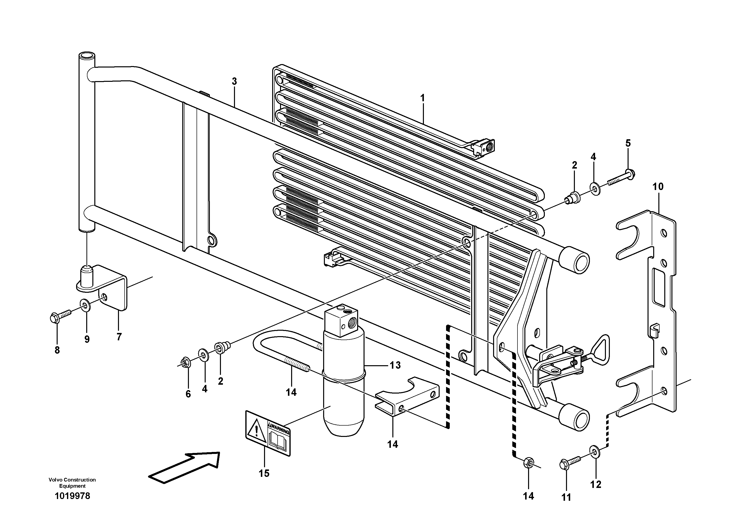 Condenser with fitting parts.  83092, 83094 — volvo parts diagram