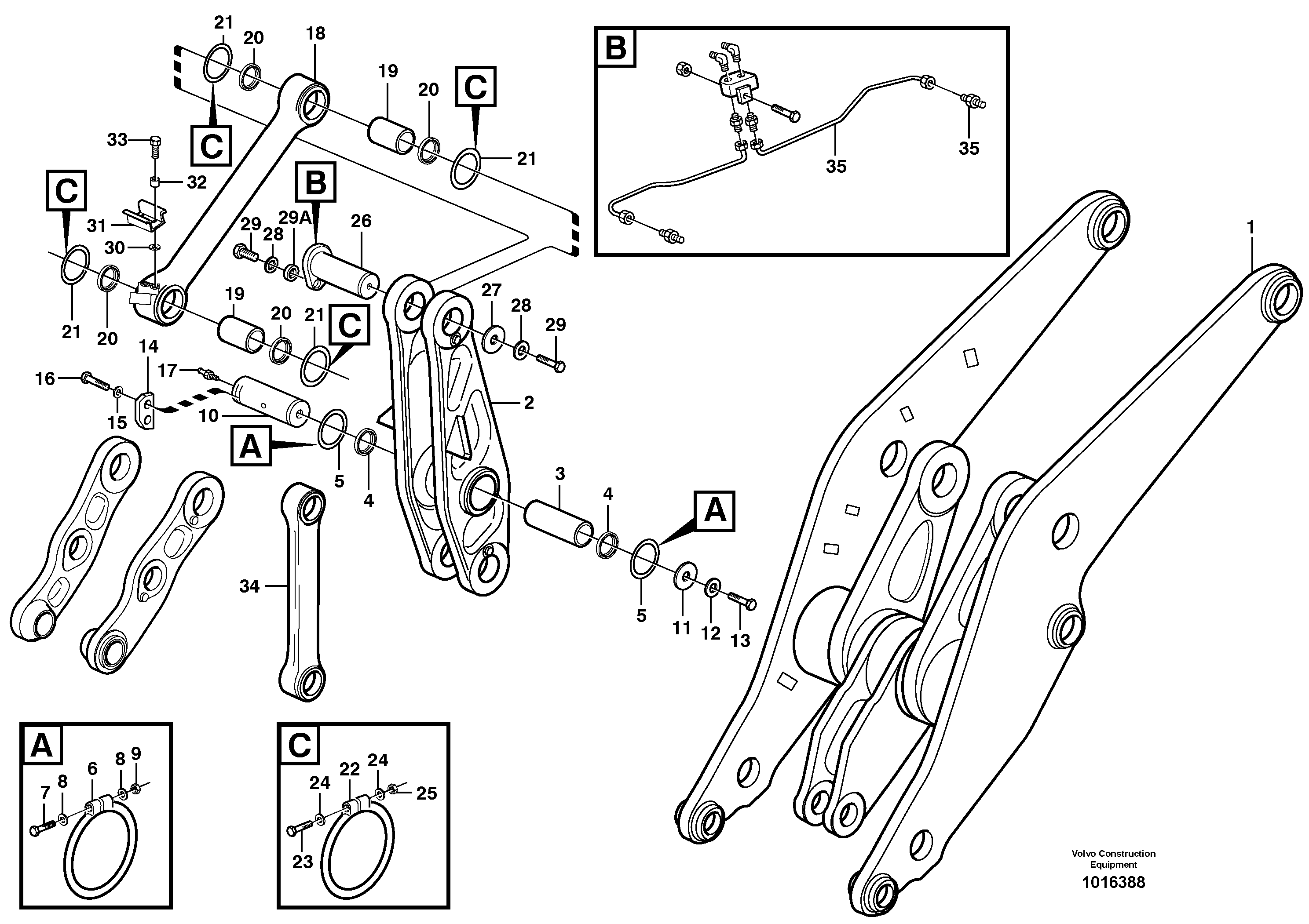 Rear links with assembly parts — volvo parts diagram