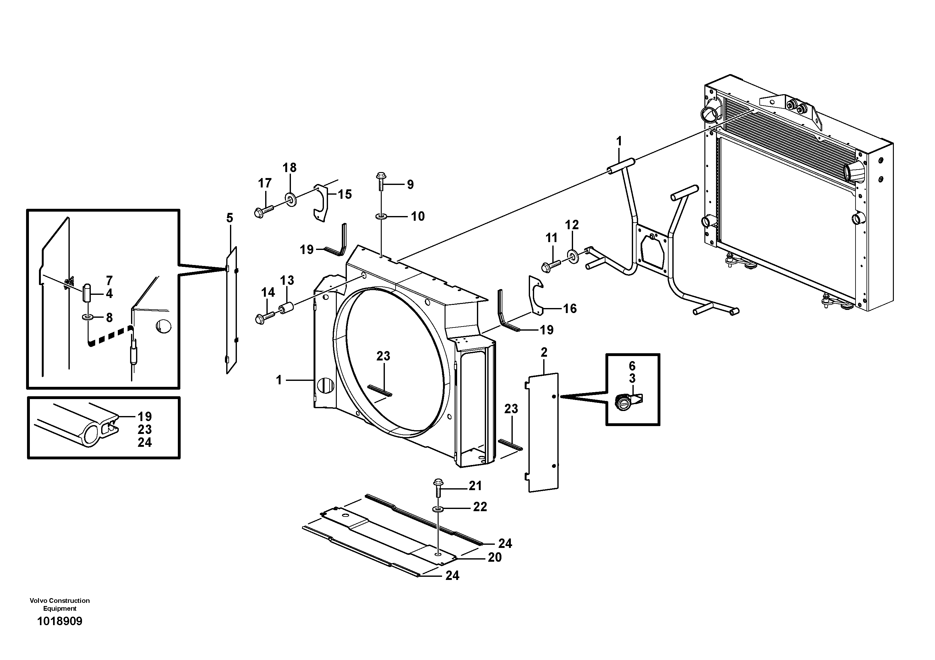 Fan shroud with fitting parts — volvo parts diagram