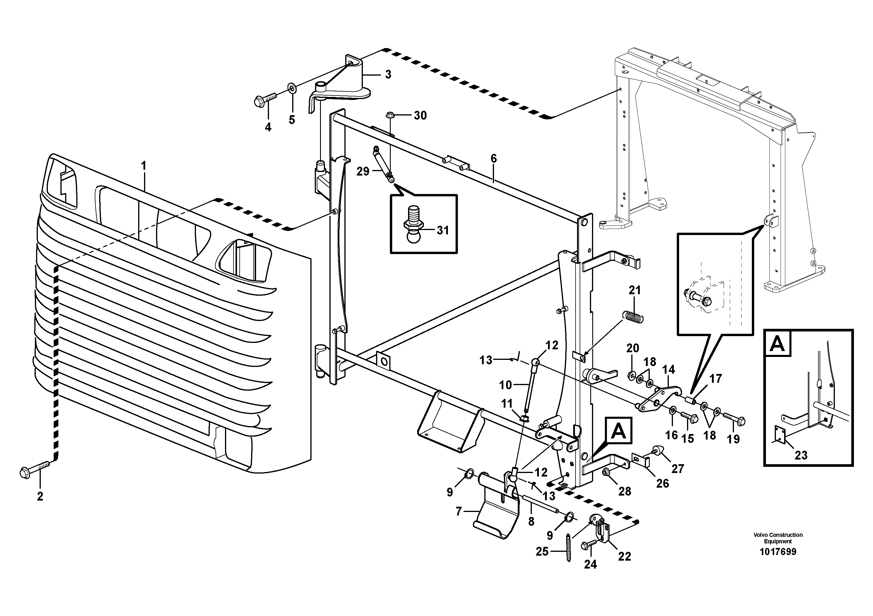 Radiator grille — volvo parts diagram