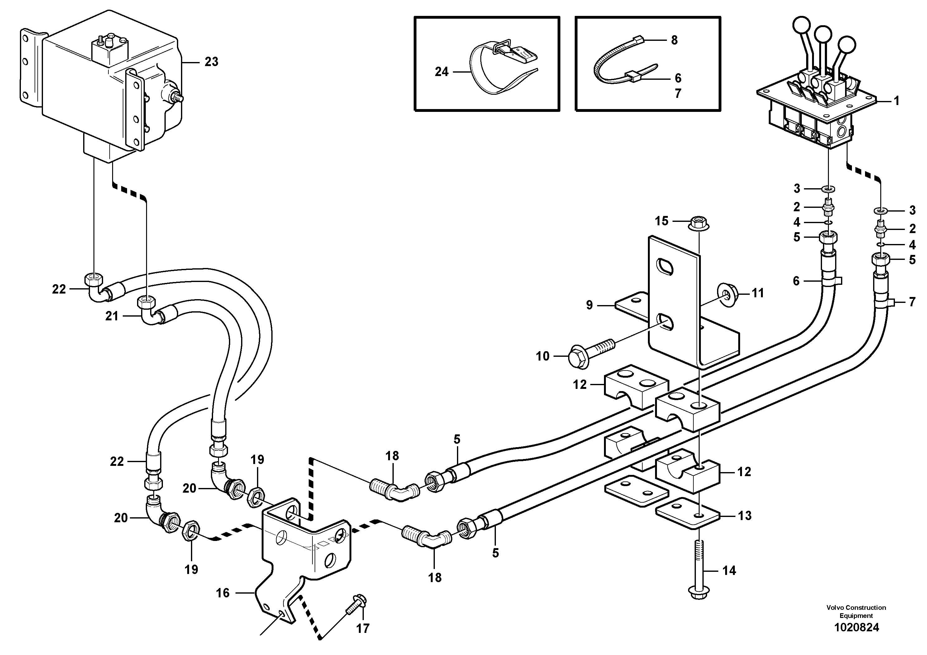 Servo - hydraulic 3rd function.  80795, 82148, 82184 — volvo parts diagram