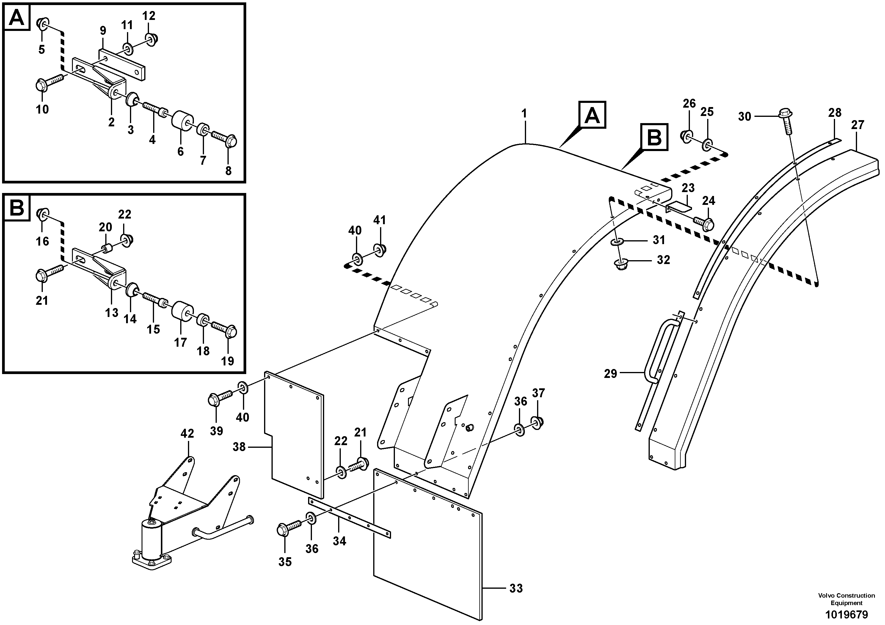 Swing out rear mudguards.  83176 — volvo parts diagram