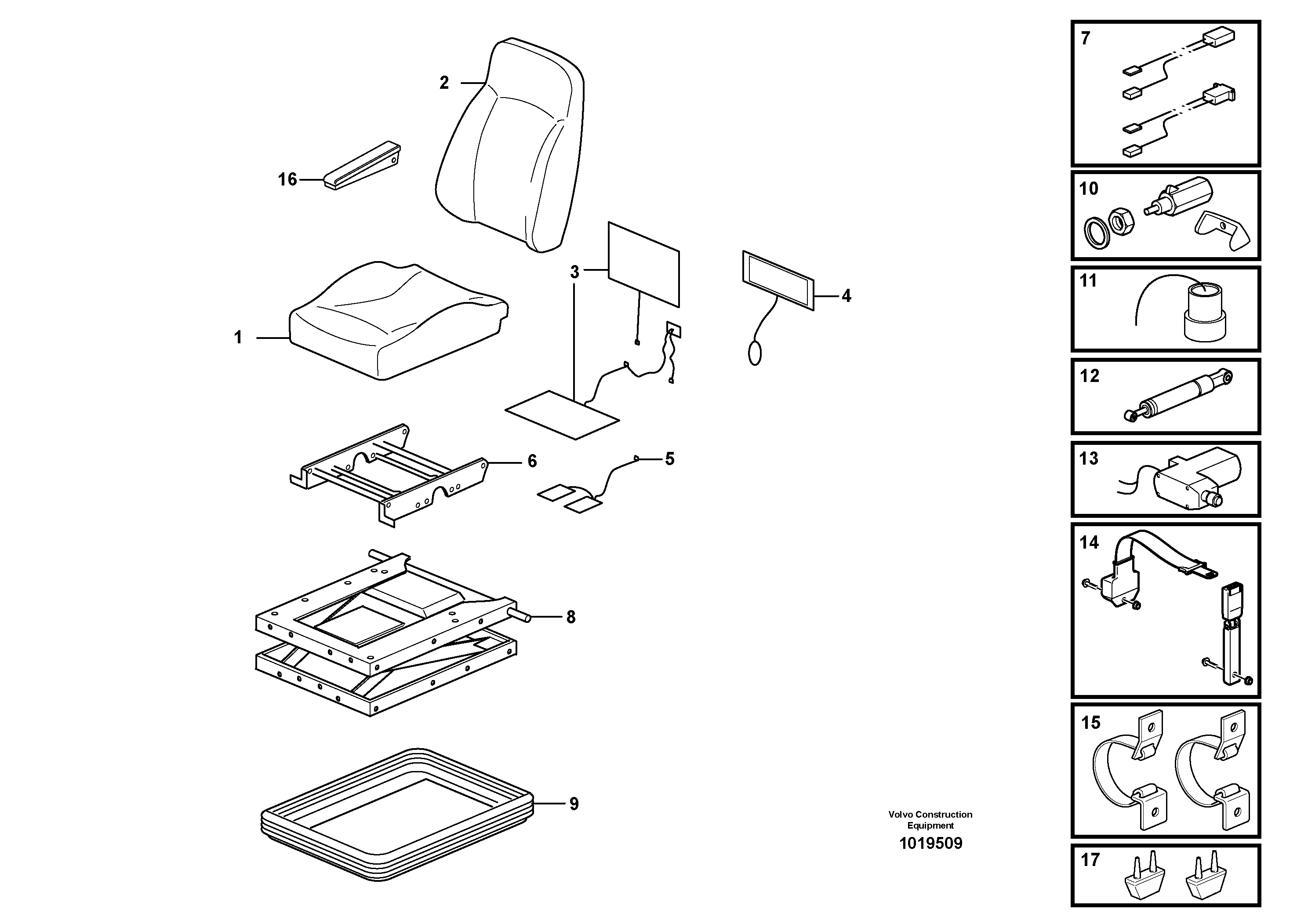 Operator's seat, heated, air suspensioned.  83070 — volvo parts diagram