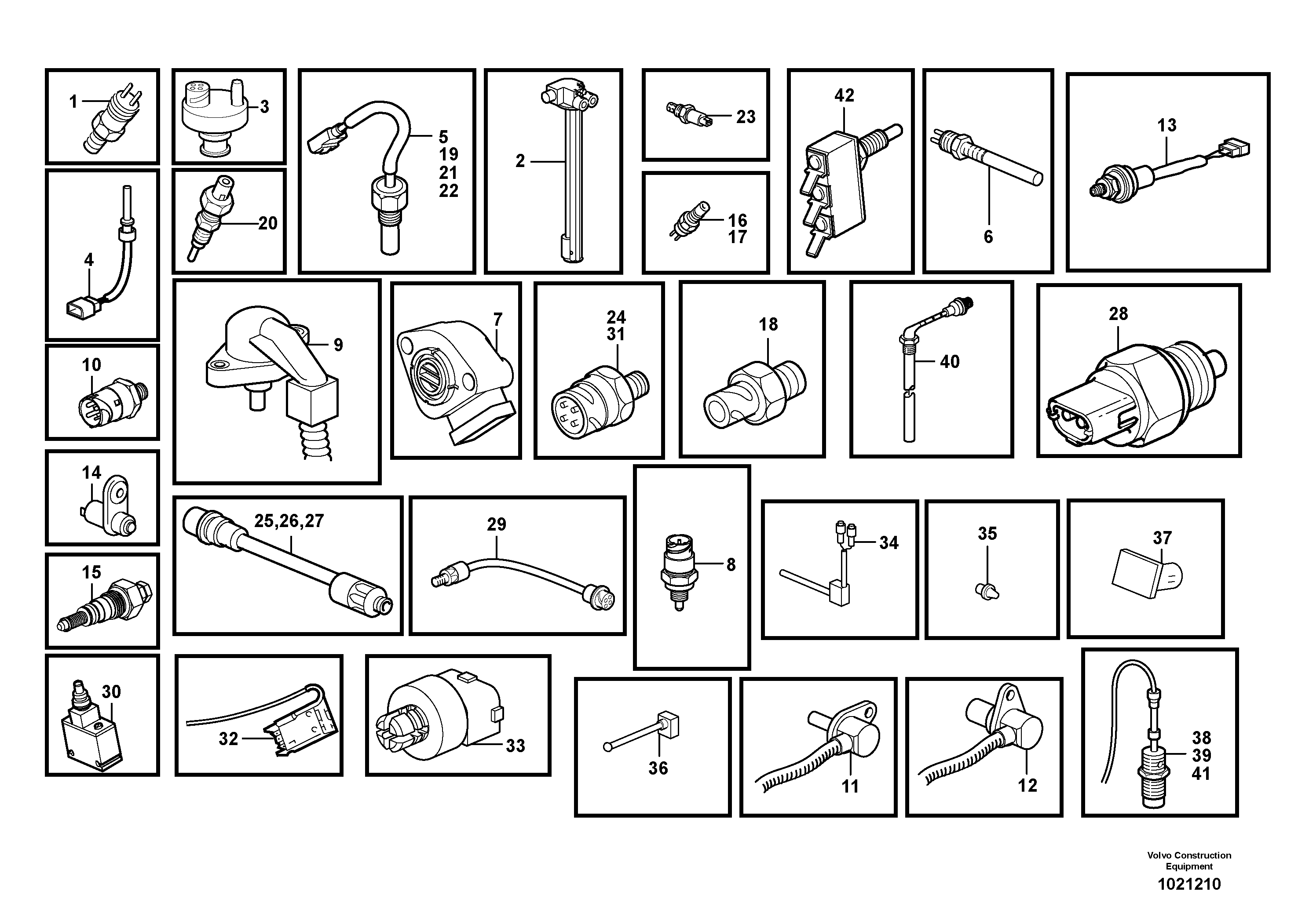 Sensors, reference list — volvo parts diagram