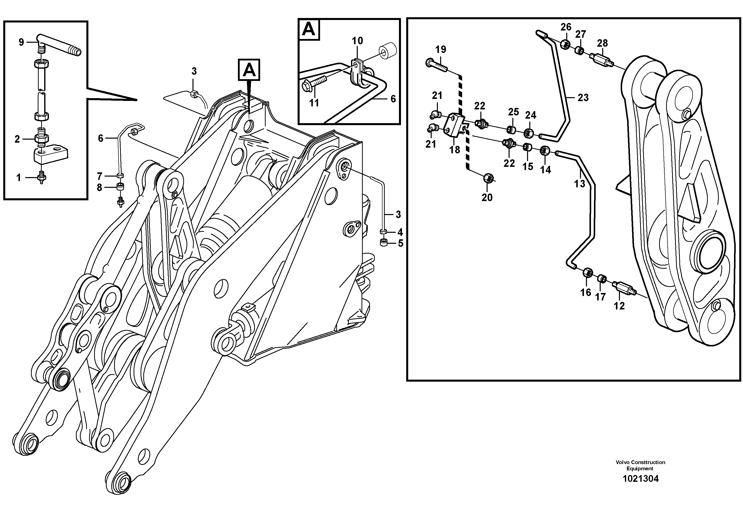 Extended lube points for lift arm system — volvo parts diagram