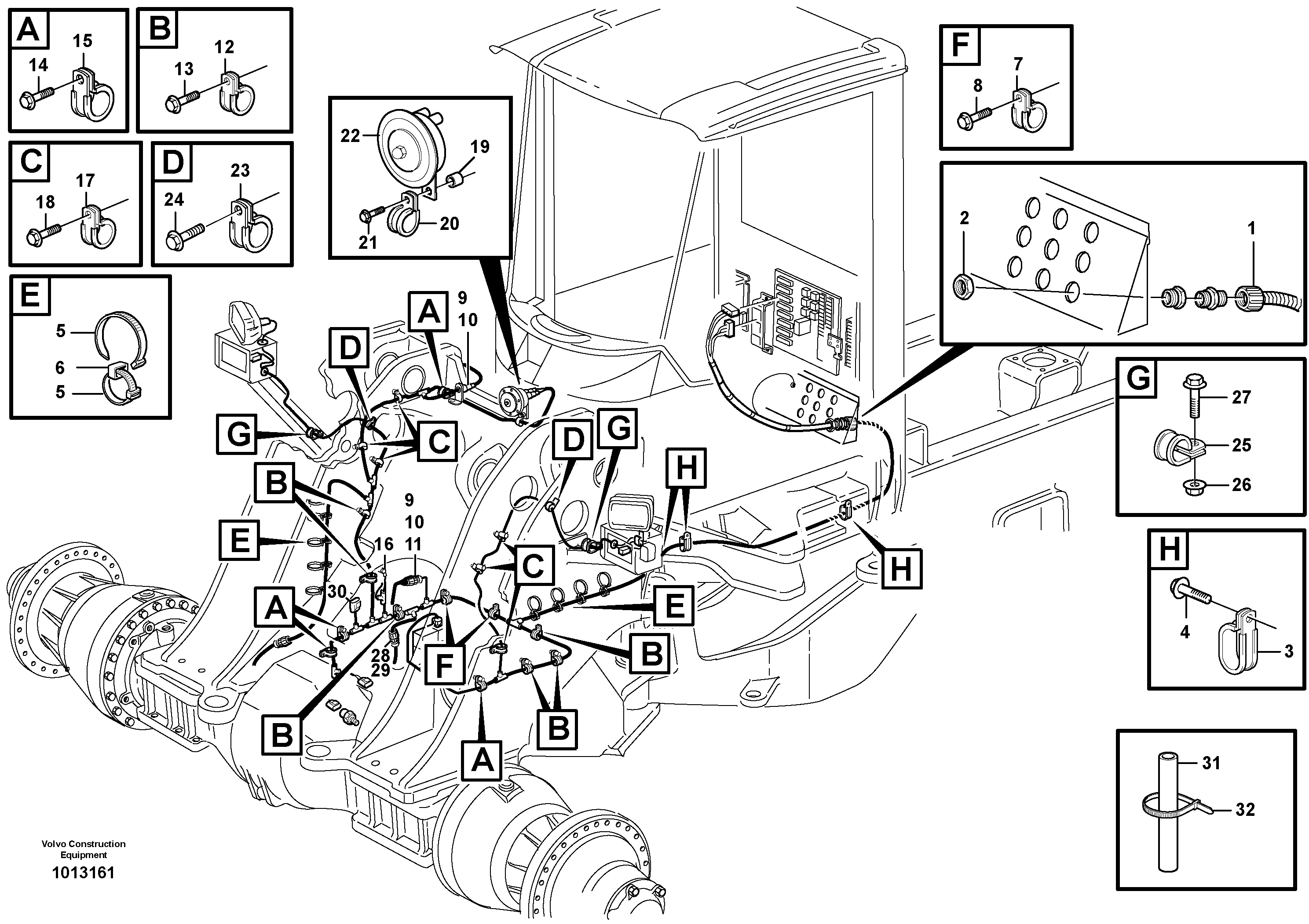 Front cable harness with assembly parts — volvo parts diagram