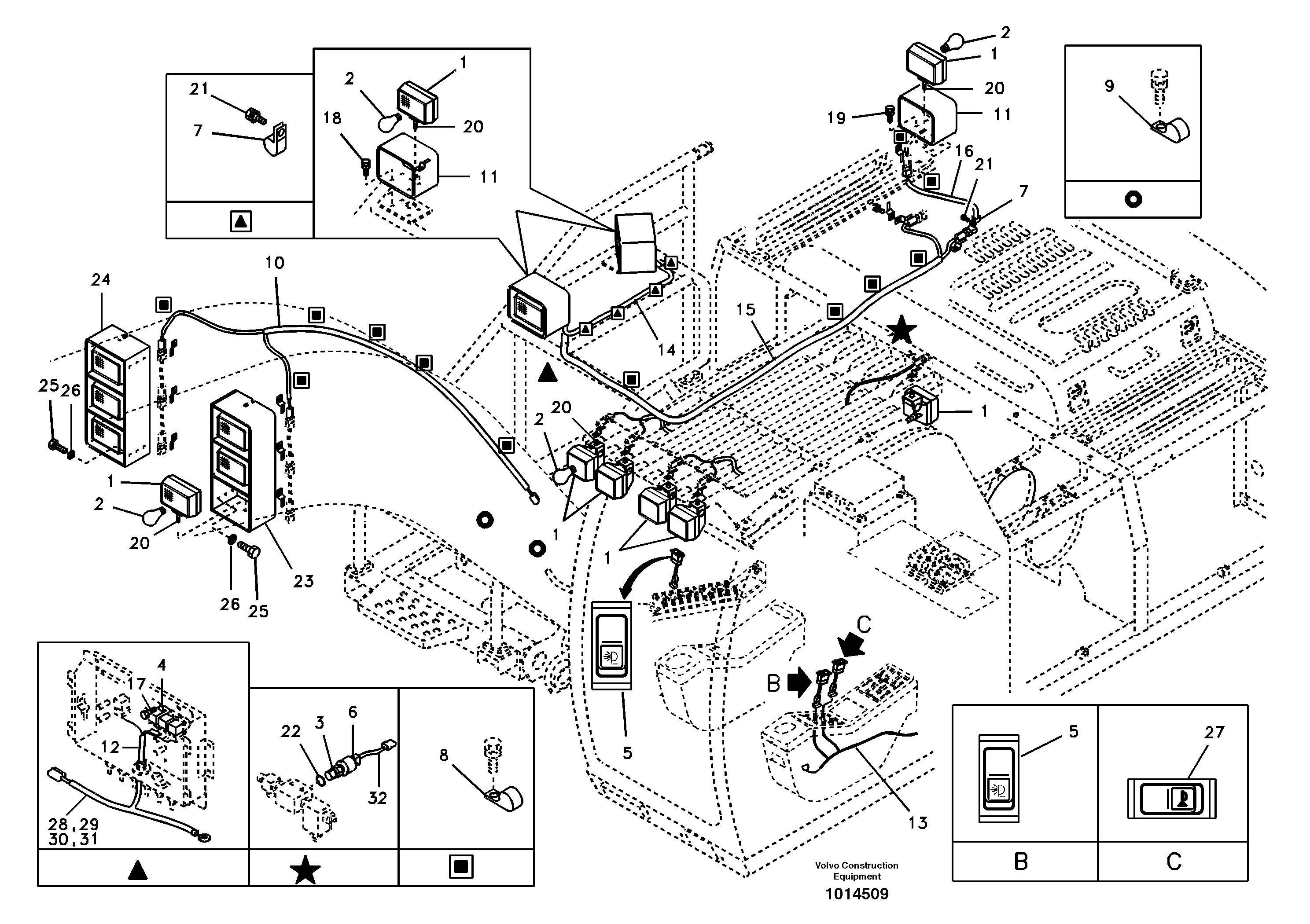 Work lights, extra — volvo parts diagram
